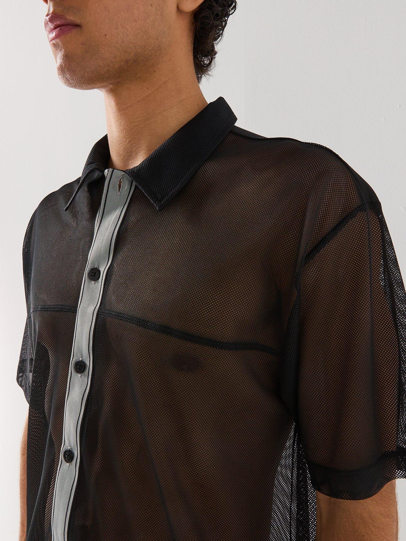 Image 4 of 4 of HUGO Lite Beach Mesh Short Sleeve Shirt - Black
