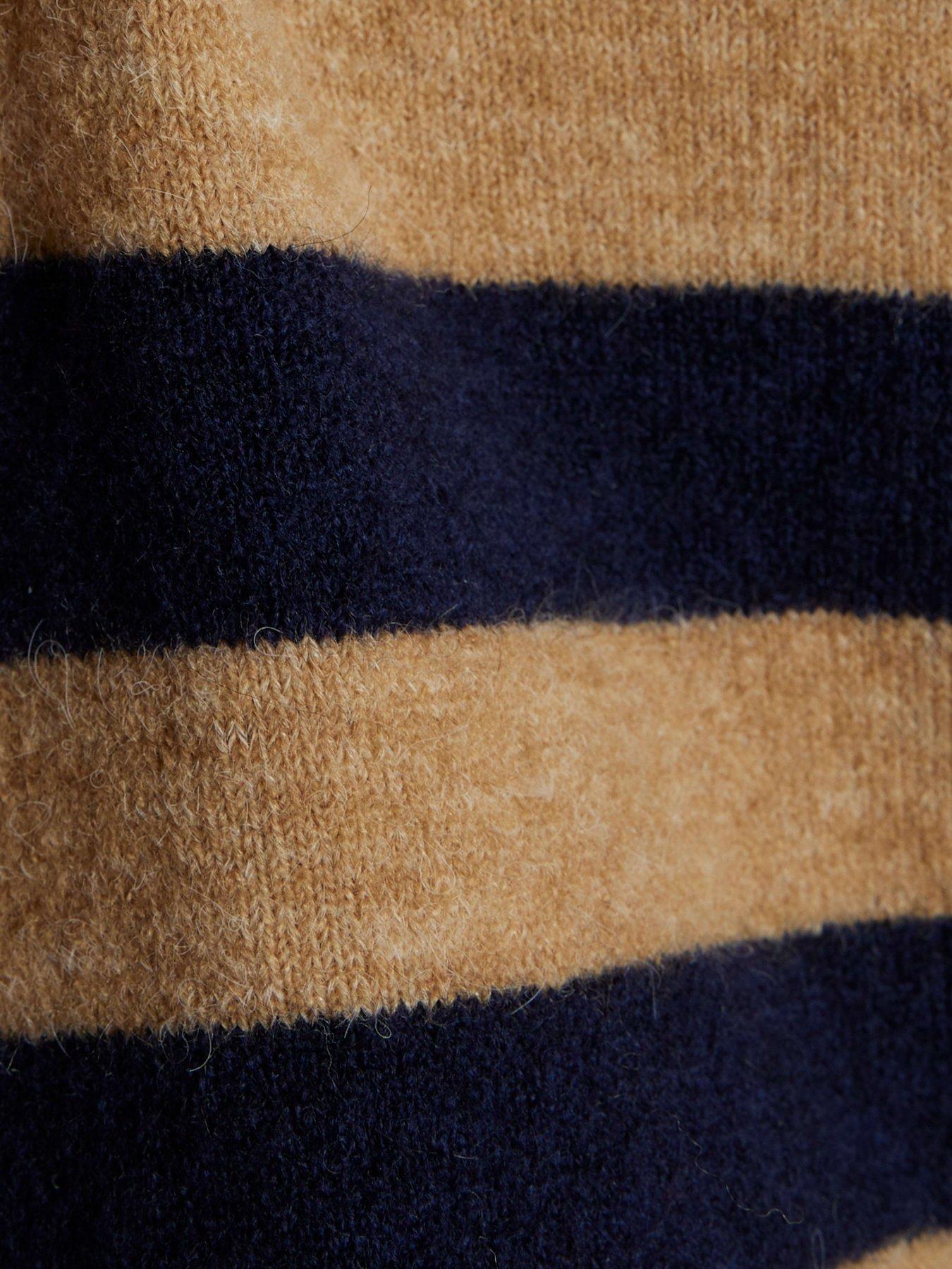 Image 6 of 6 of River Island Stripe Heart Button Jumper - Navy