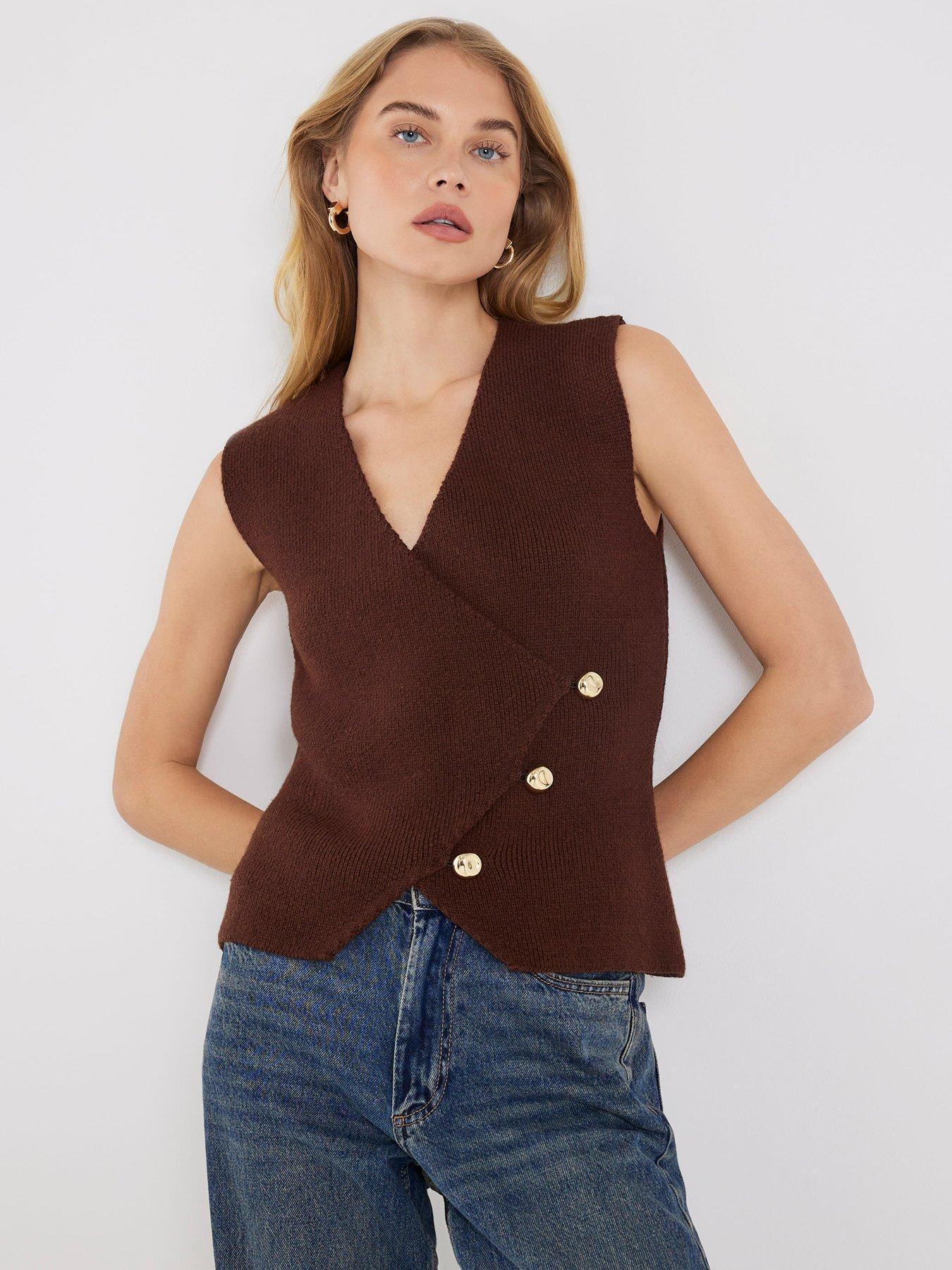 River Island Asymmetric Waistcoat - Brown