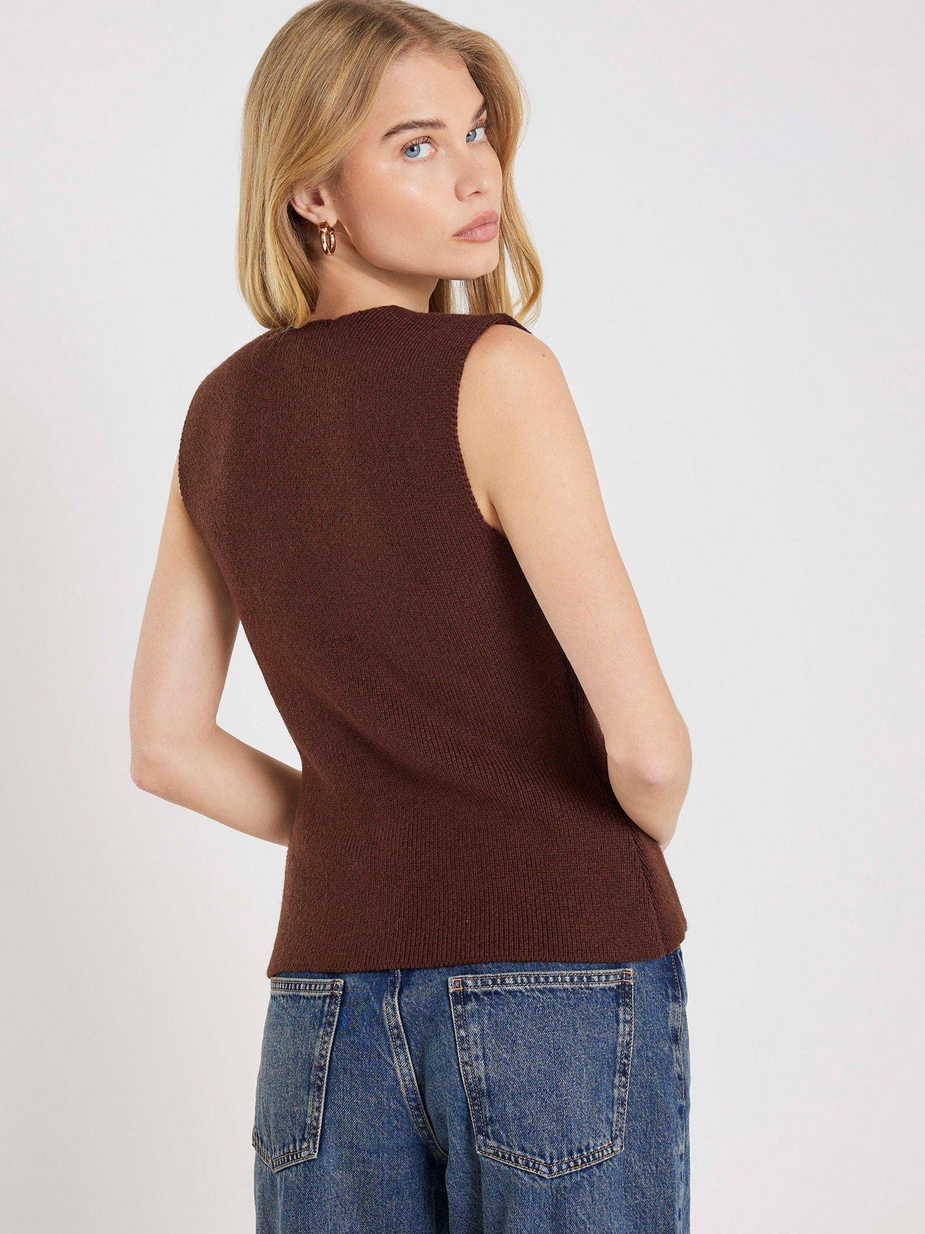 Image 2 of 4 of River Island Asymmetric Waistcoat - Brown