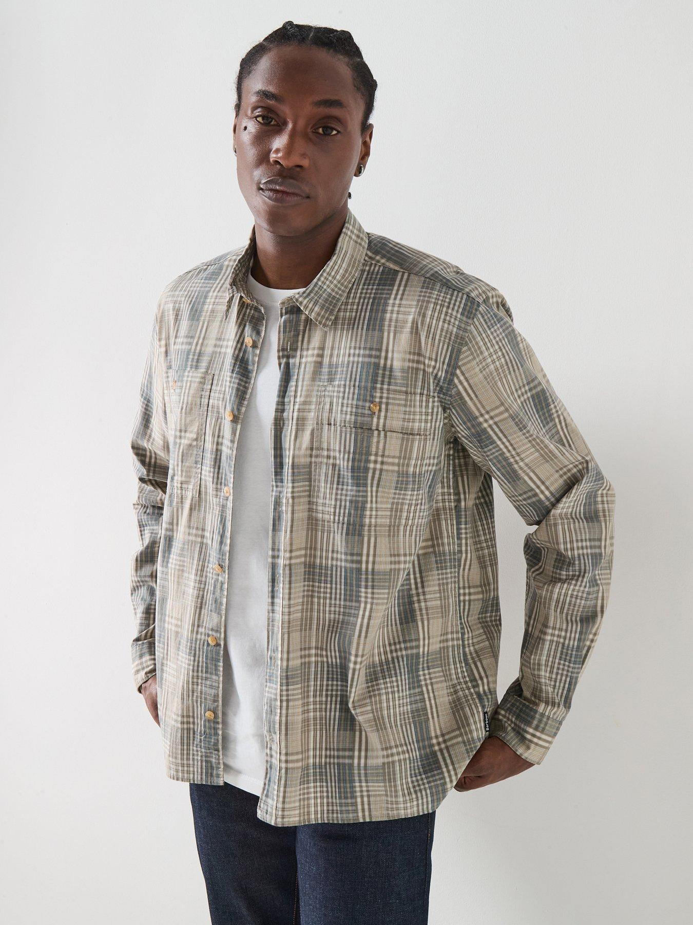  image of barbour-maxwell-checked-patch-relaxed-fit-shirt-khaki