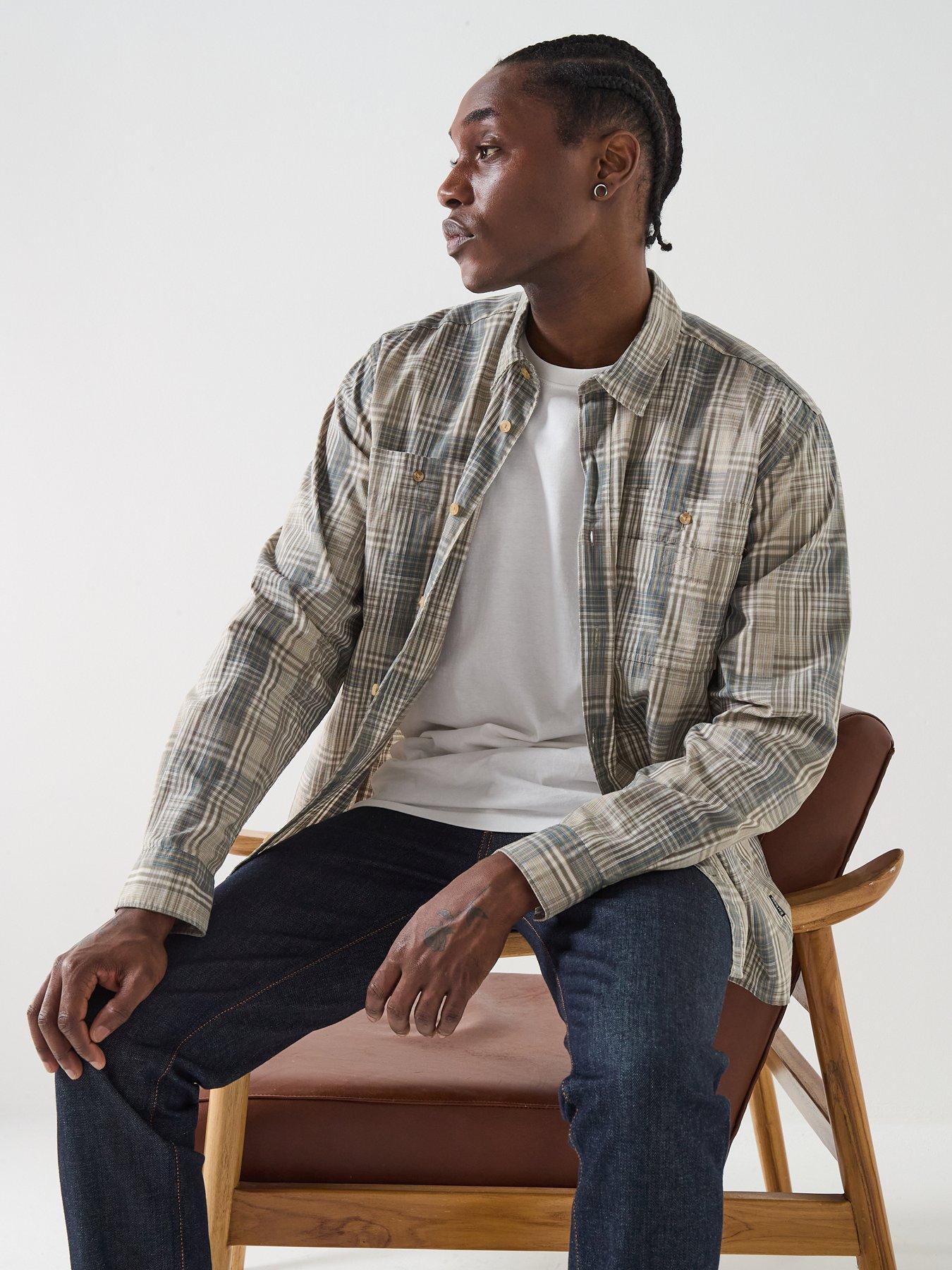  image of barbour-maxwell-checked-patch-relaxed-fit-shirt-khaki