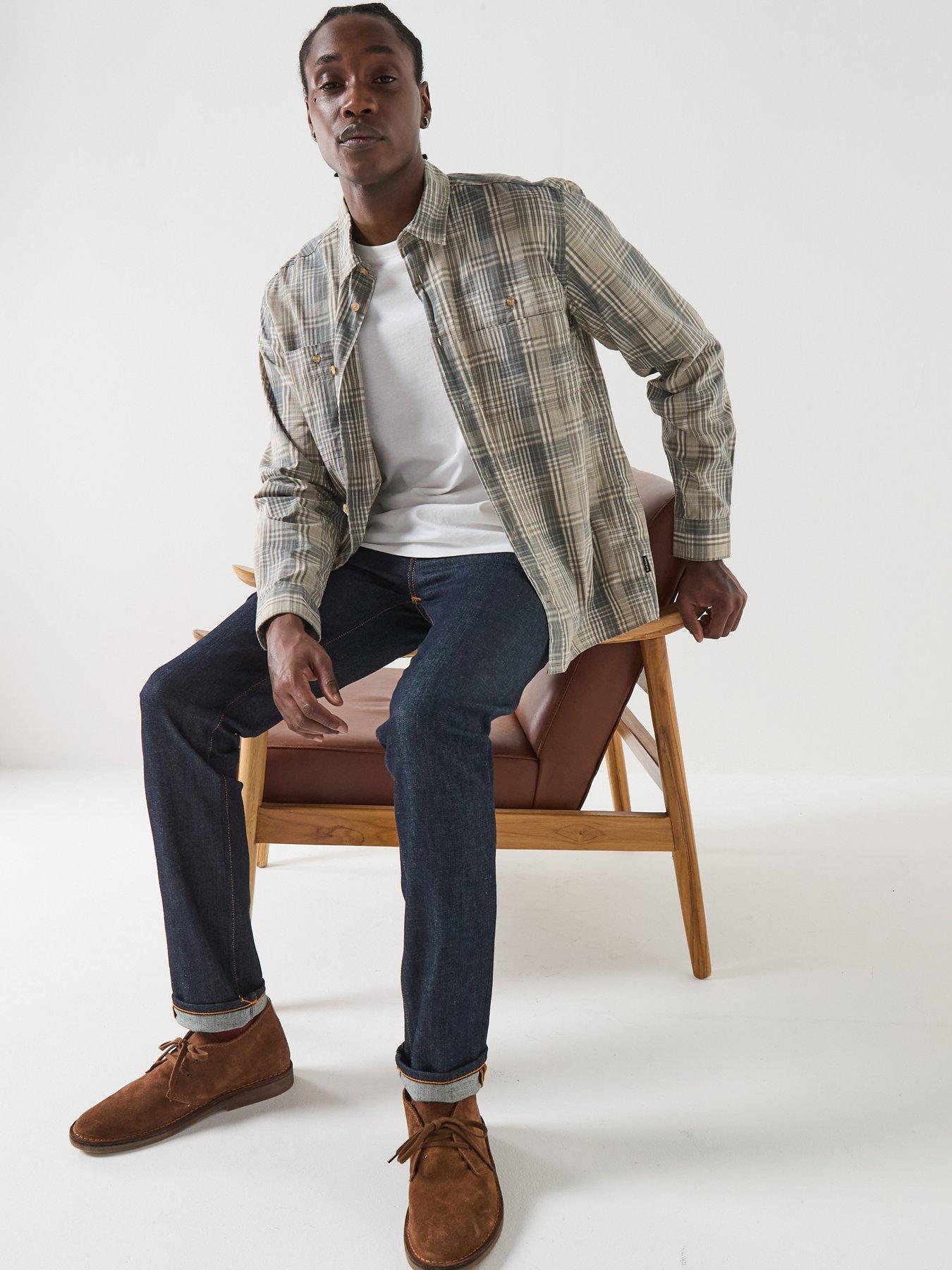  image of barbour-maxwell-checked-patch-relaxed-fit-shirt-khaki