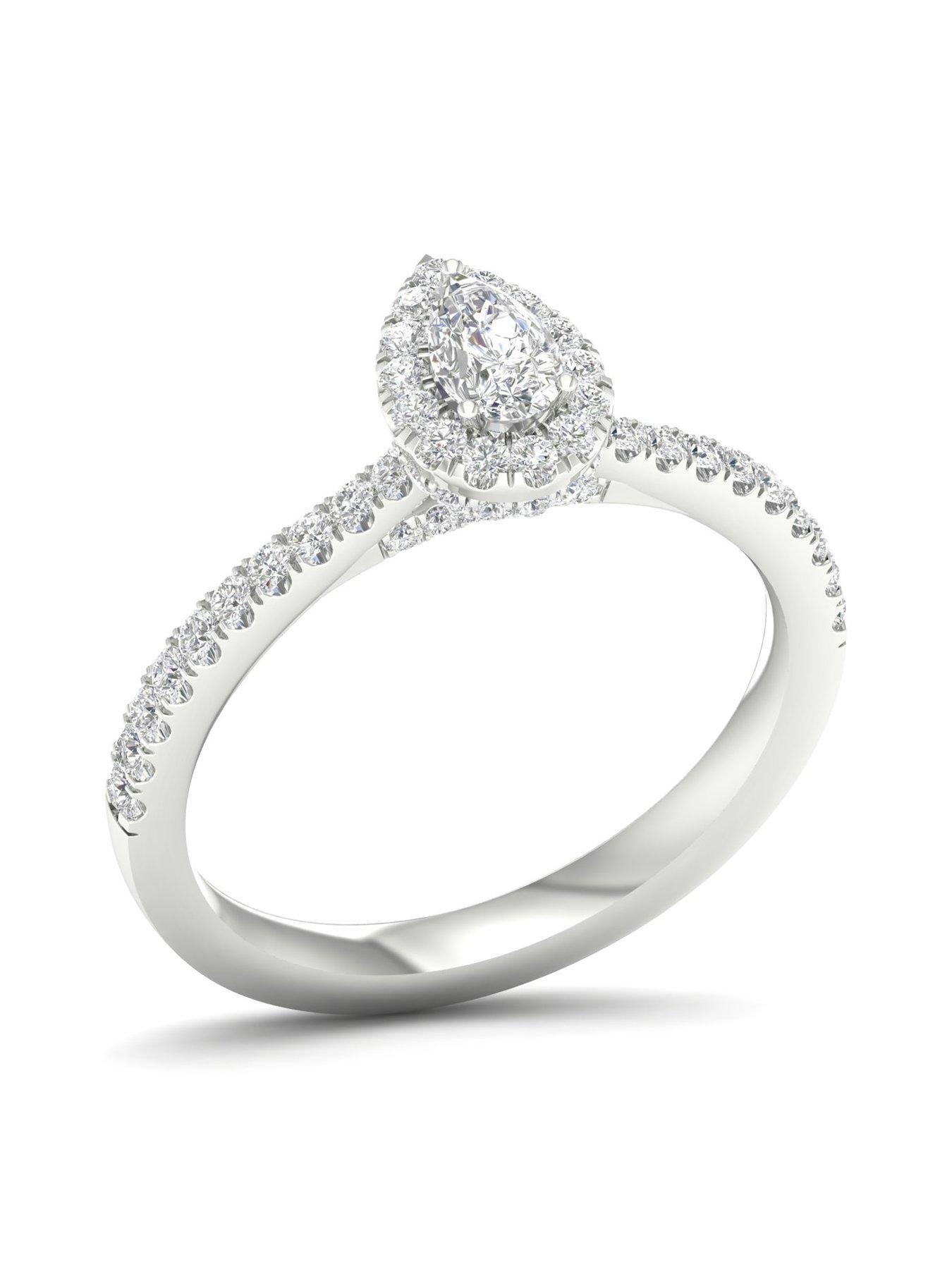  image of ernest-jones-engagement-ring-18ct-gold-amp-platinum-pear-halo-050ct-diamond-ring-white