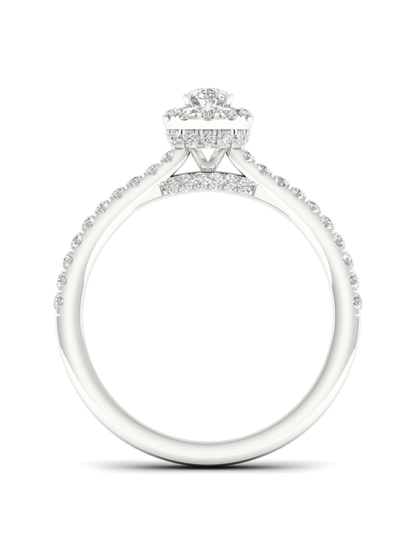  image of ernest-jones-engagement-ring-18ct-gold-amp-platinum-pear-halo-050ct-diamond-ring-white