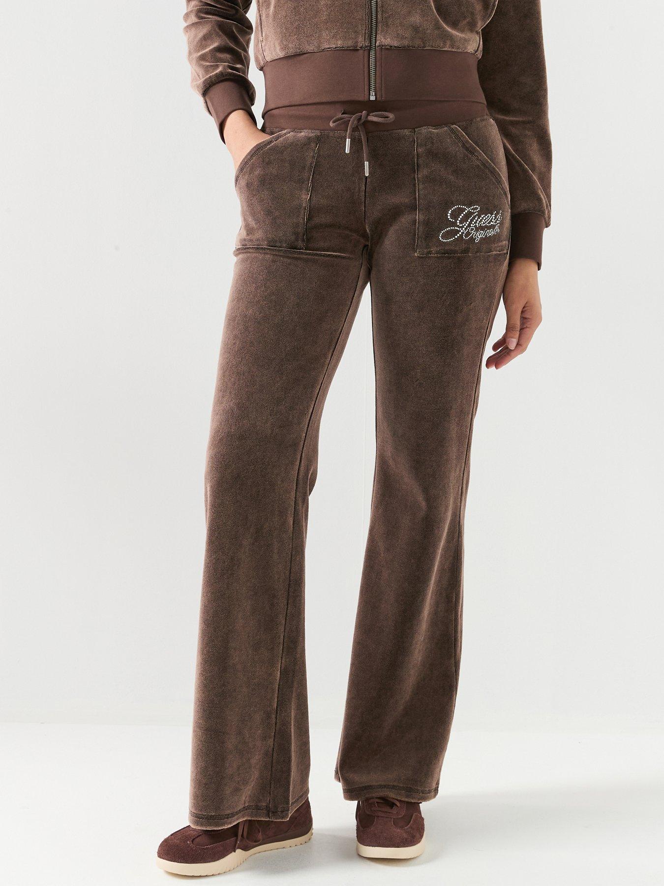  image of guess-jeans-rhinestone-sweatpants-brown