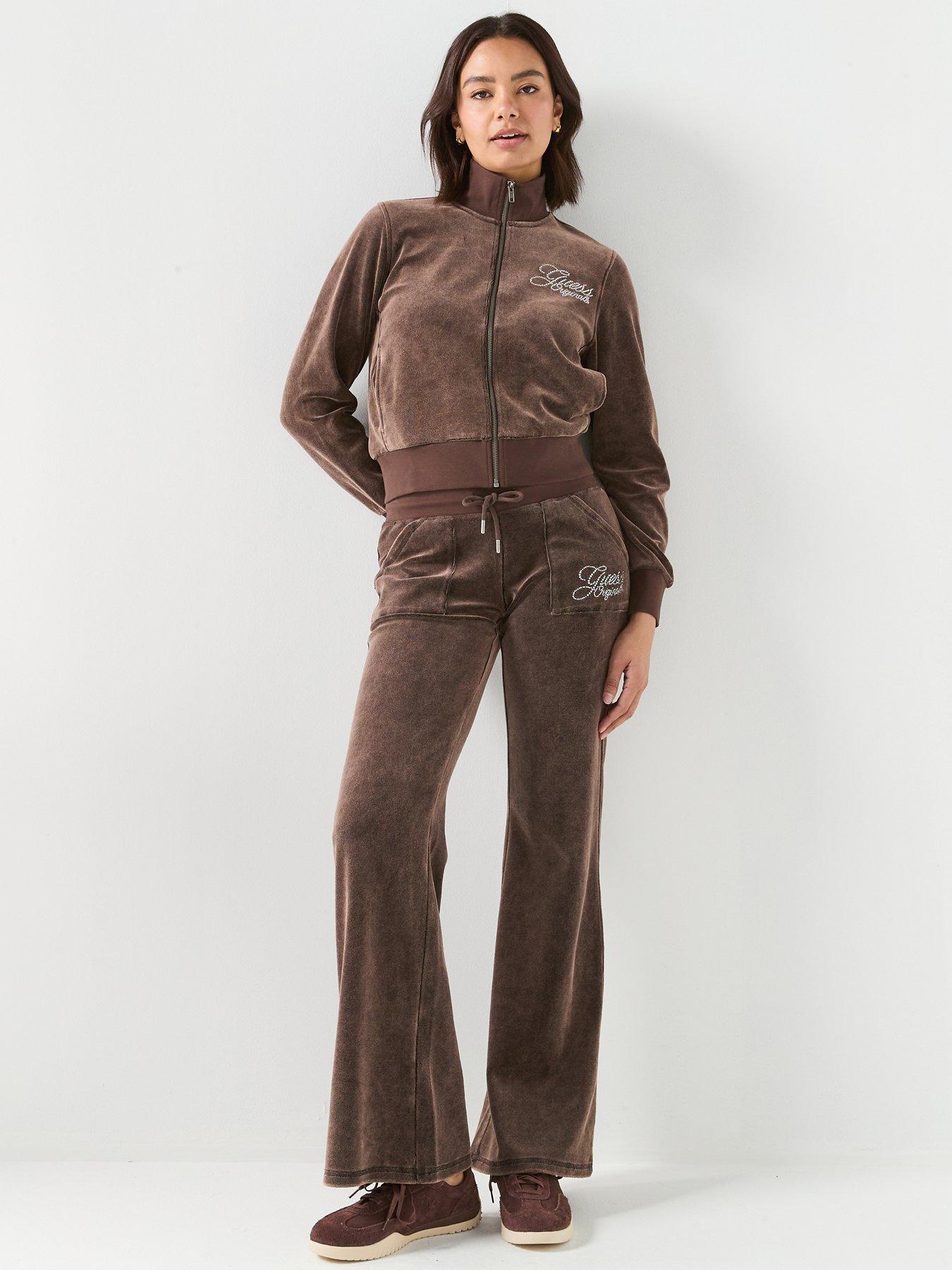  image of guess-jeans-rhinestone-sweatpants-brown