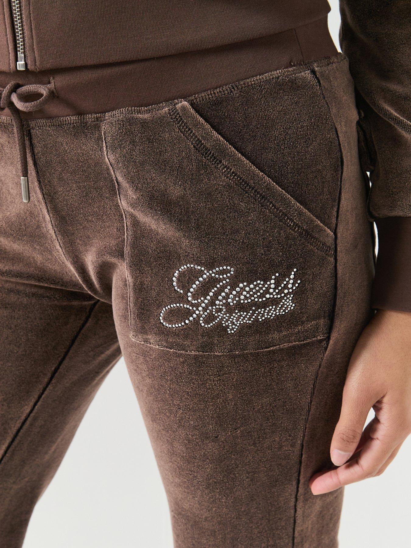  image of guess-jeans-rhinestone-sweatpants-brown