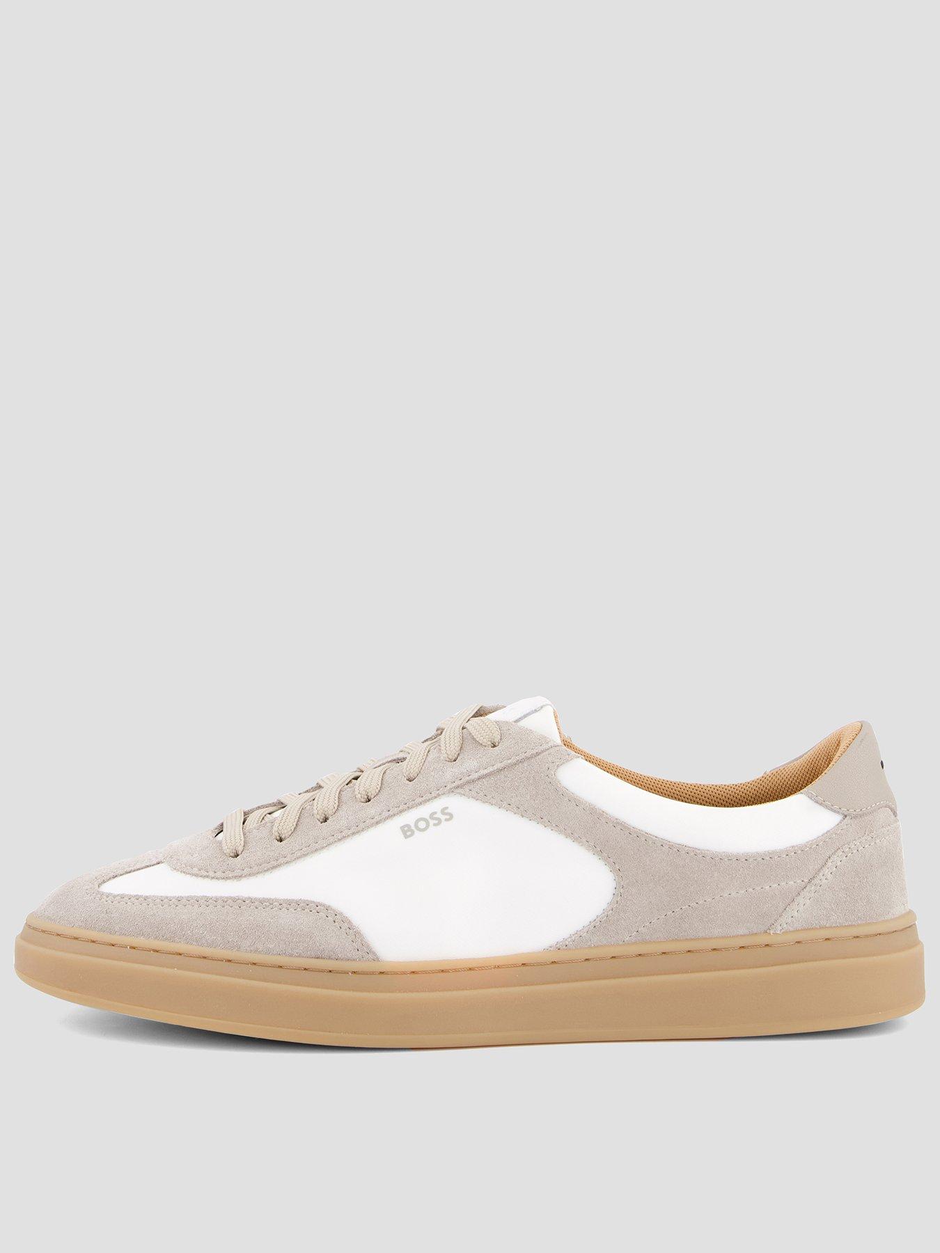 Image 1 of 7 of BOSS Kieran Tenn Suede Mix Cupsole Trainers - Beige