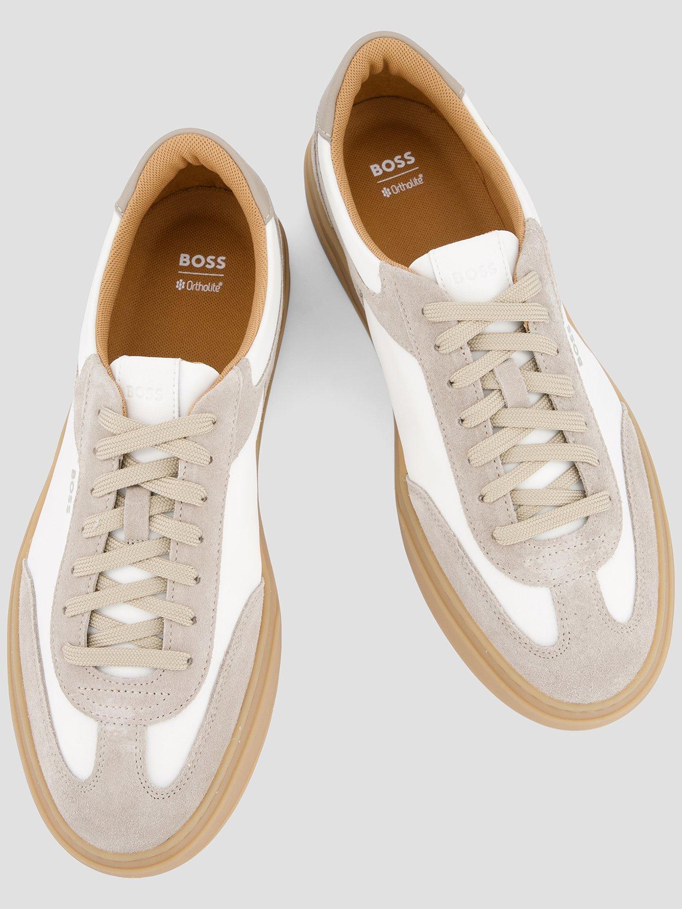 Image 3 of 7 of BOSS Kieran Tenn Suede Mix Cupsole Trainers - Beige