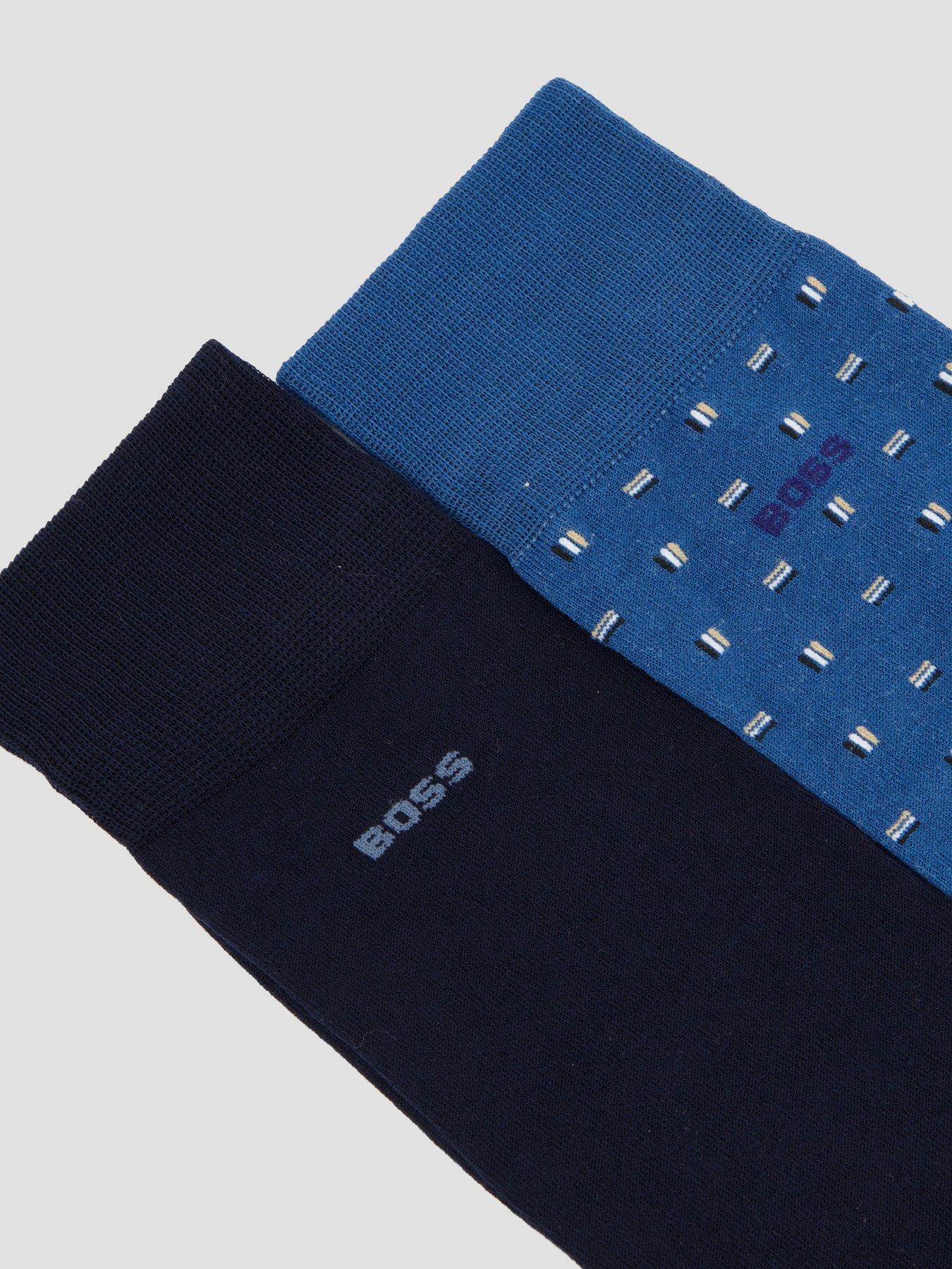 Image 4 of 5 of BOSS Bodywear Mini Corp Pattern 2 Pack Mercerised Crew Socks - Blue