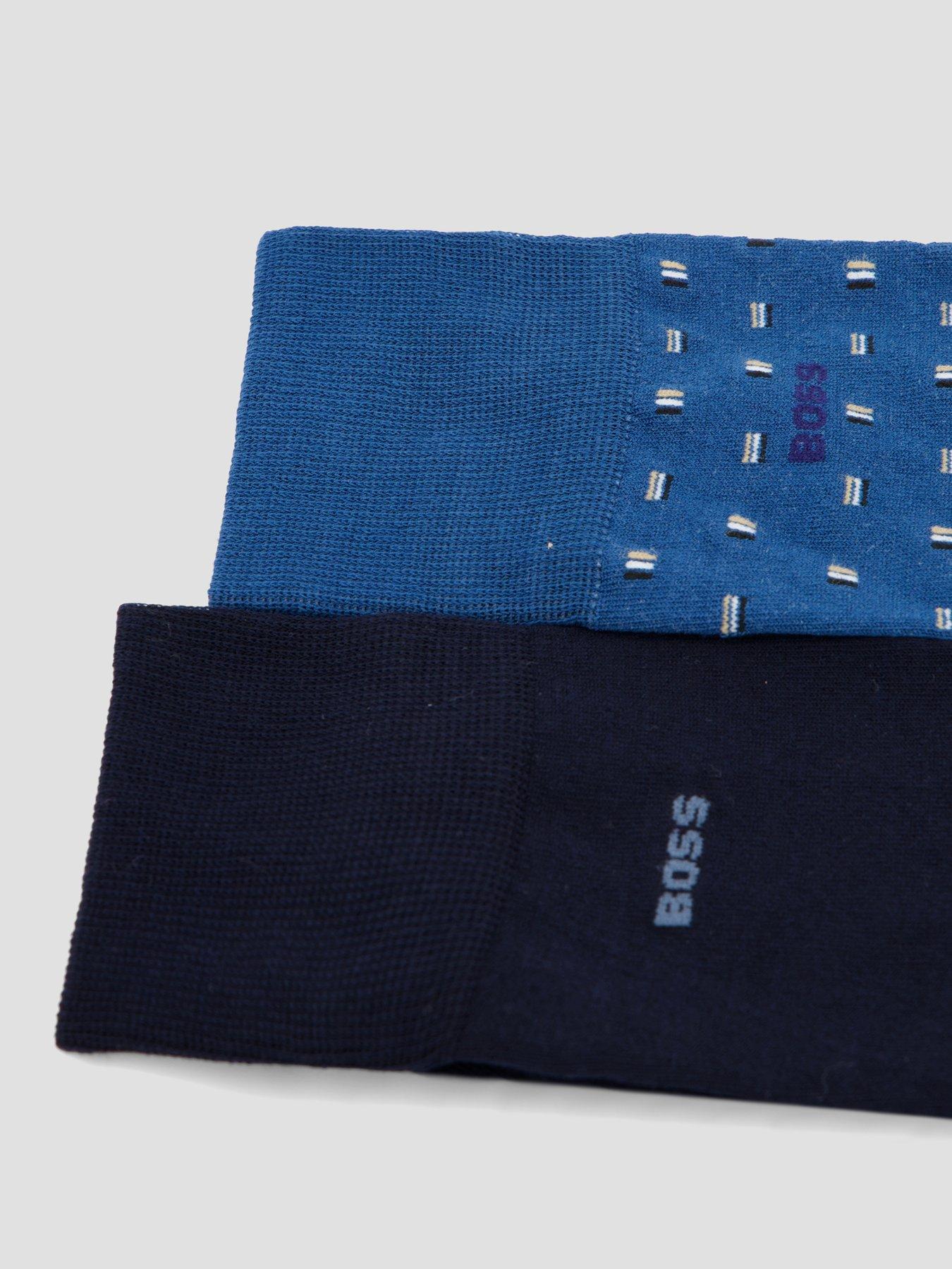 Image 5 of 5 of BOSS Bodywear Mini Corp Pattern 2 Pack Mercerised Crew Socks - Blue