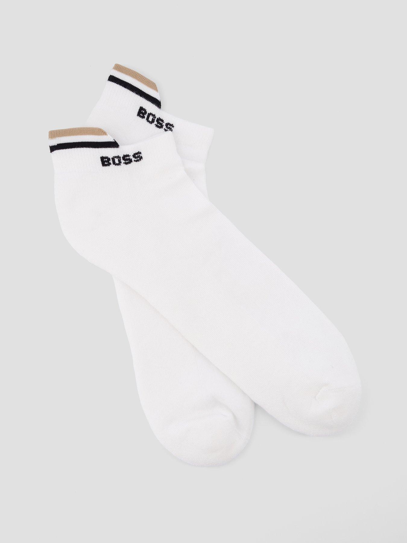 Image 2 of 3 of BOSS 2 Pack Iconic Short Crew Socks - White