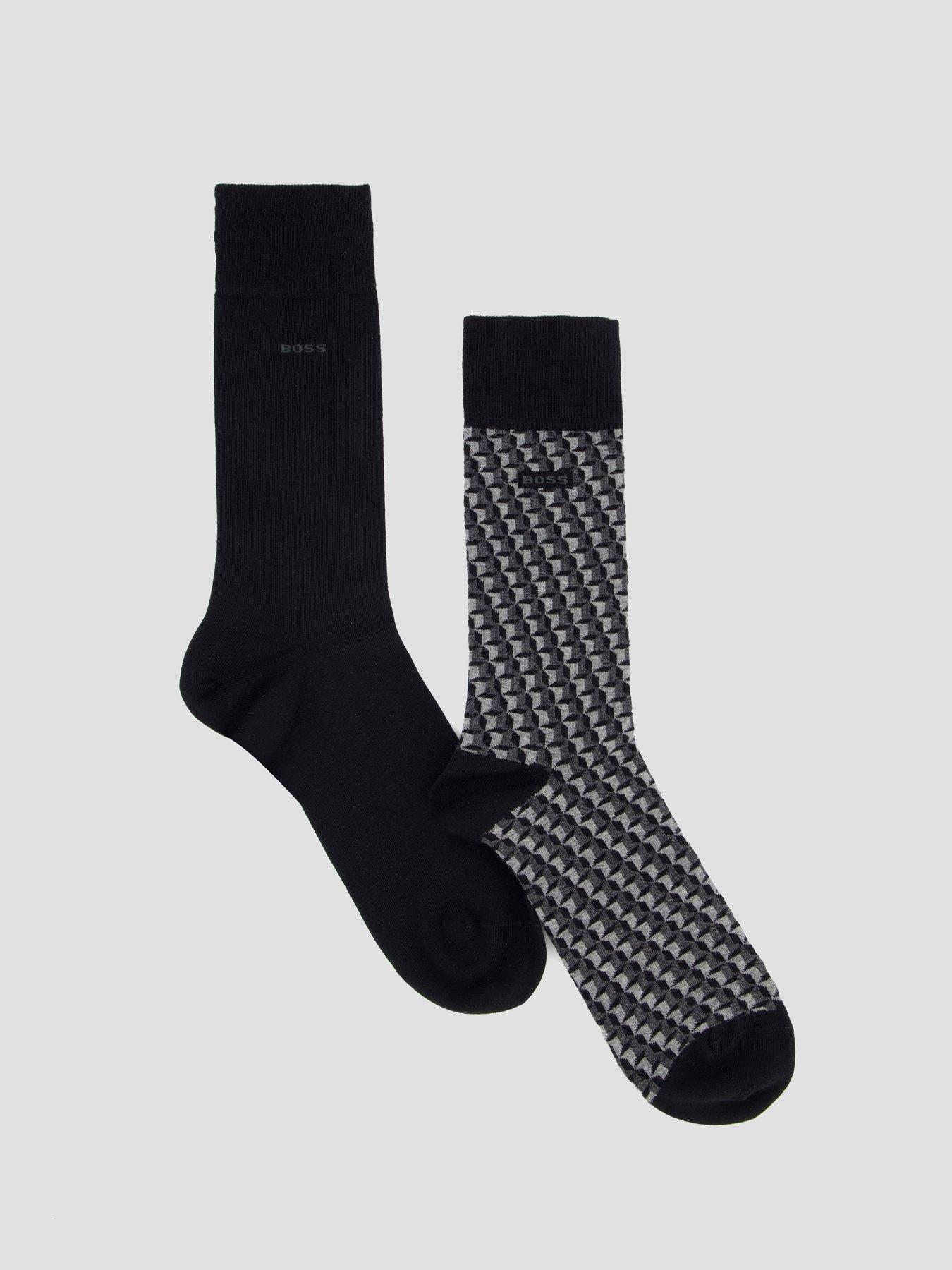 Image 1 of 4 of BOSS 2 Pack Ministar Pattern Crew Socks - Black