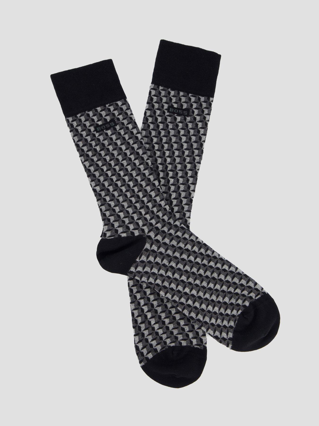 Image 2 of 4 of BOSS 2 Pack Ministar Pattern Crew Socks - Black