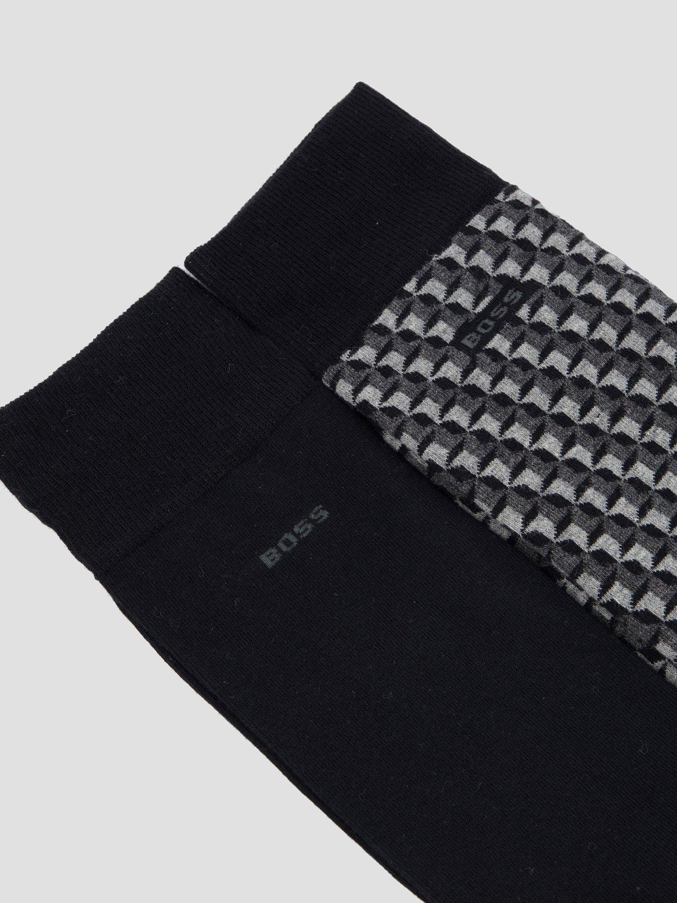 Image 3 of 4 of BOSS 2 Pack Ministar Pattern Crew Socks - Black