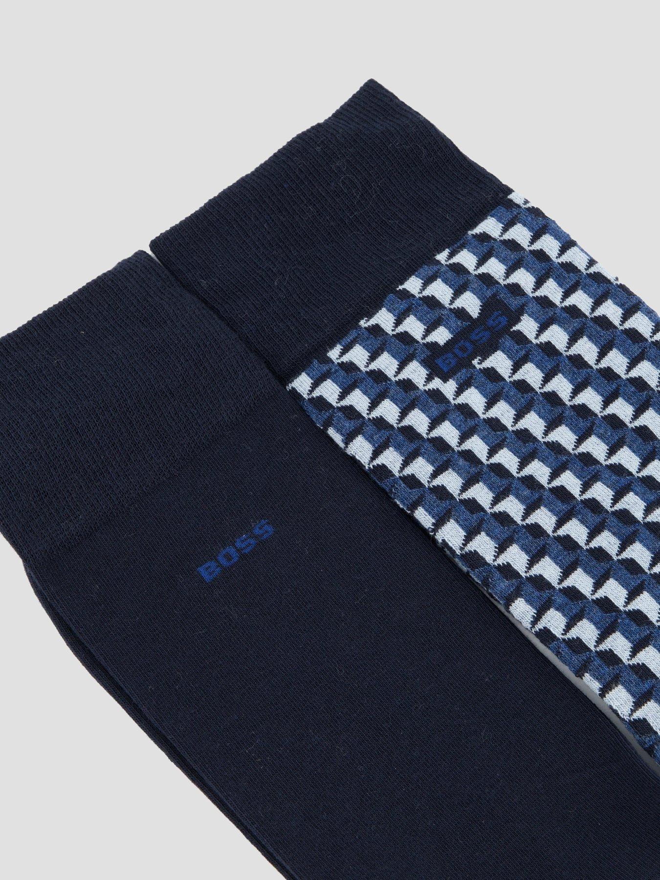 Image 3 of 4 of BOSS 2 Pack Ministar Pattern Crew Socks - Navy