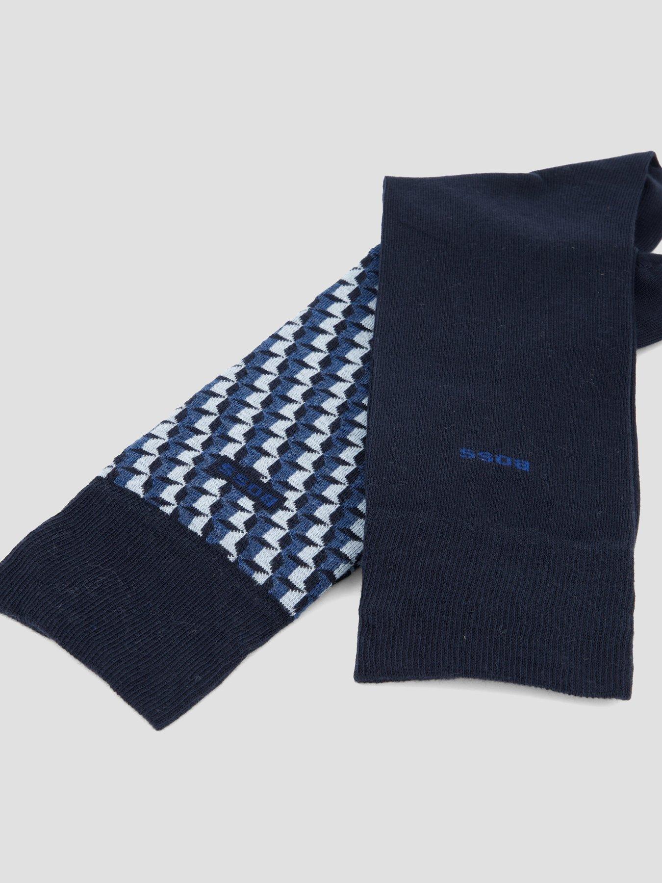 Image 4 of 4 of BOSS 2 Pack Ministar Pattern Crew Socks - Navy