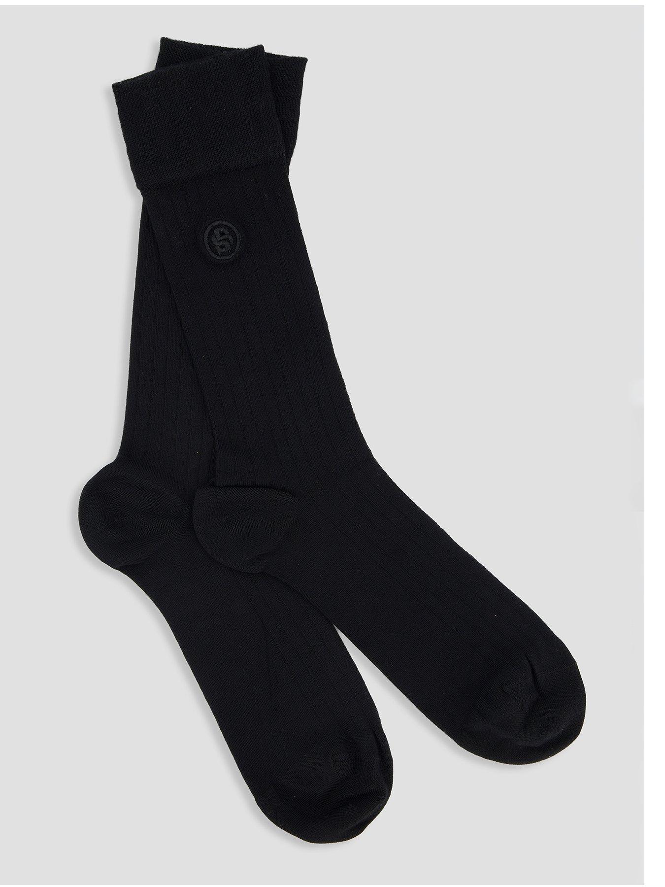 back image of boss-2-pack-bb-logo-soft-touch-crew-socks-black