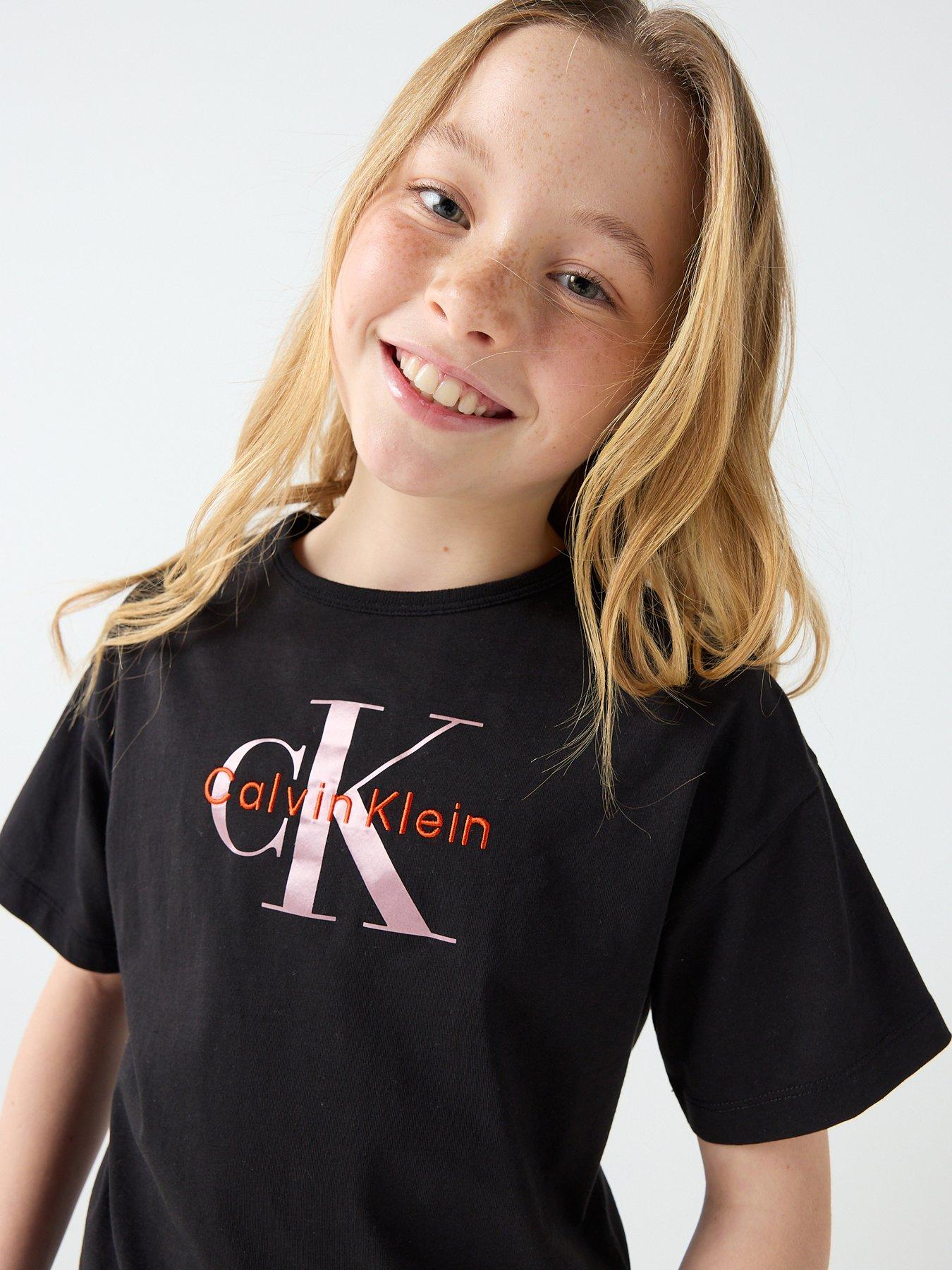 Calvin Klein Jeans Girls Monologo Short Sleeve T-Shirt - Black