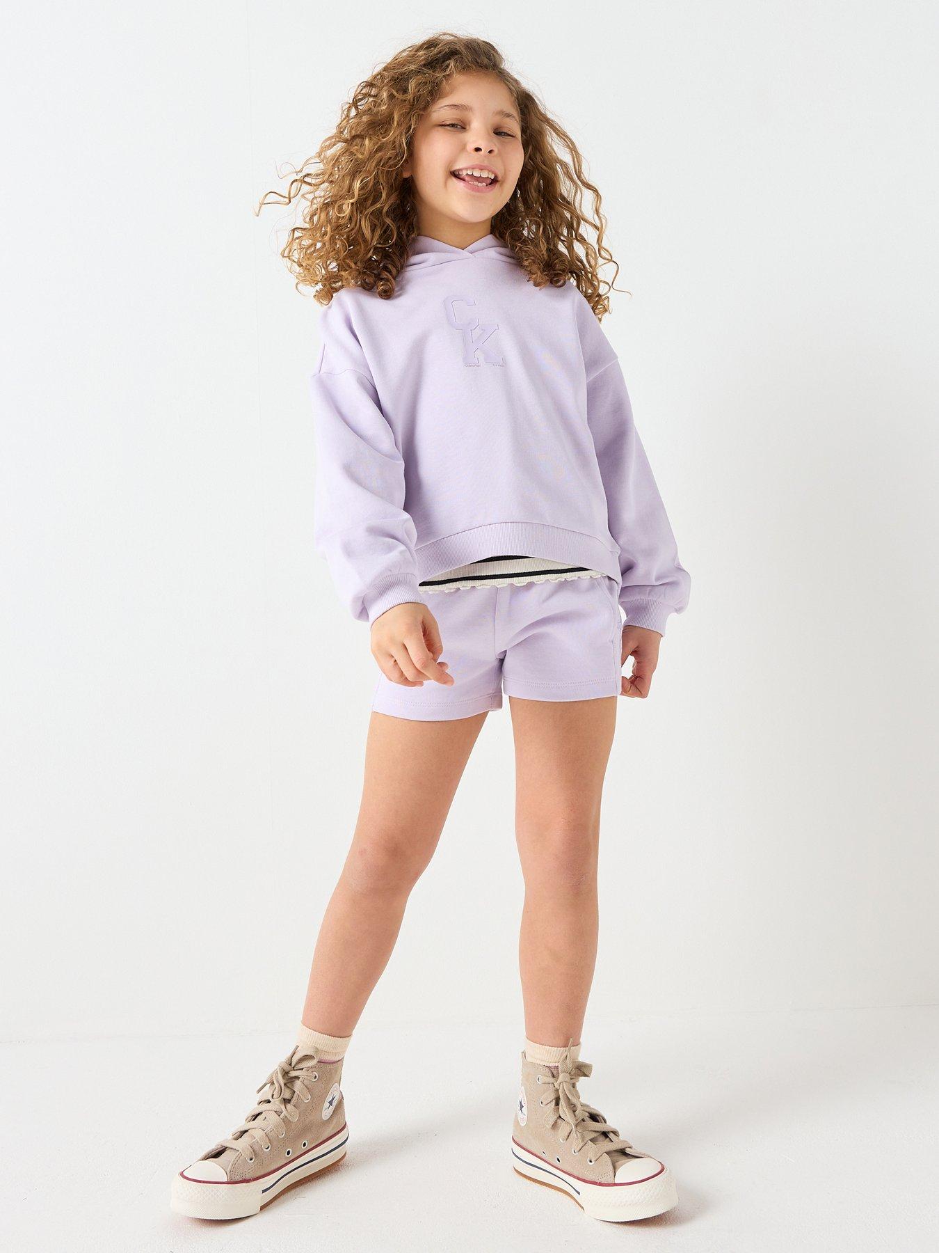 Calvin Klein Jeans Girls CK French Terry Shorts - Purple
