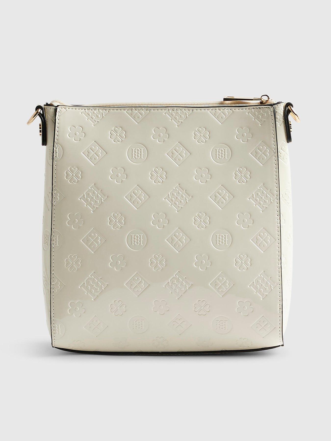  image of river-island-monogram-emboss-messenger-bag-cream