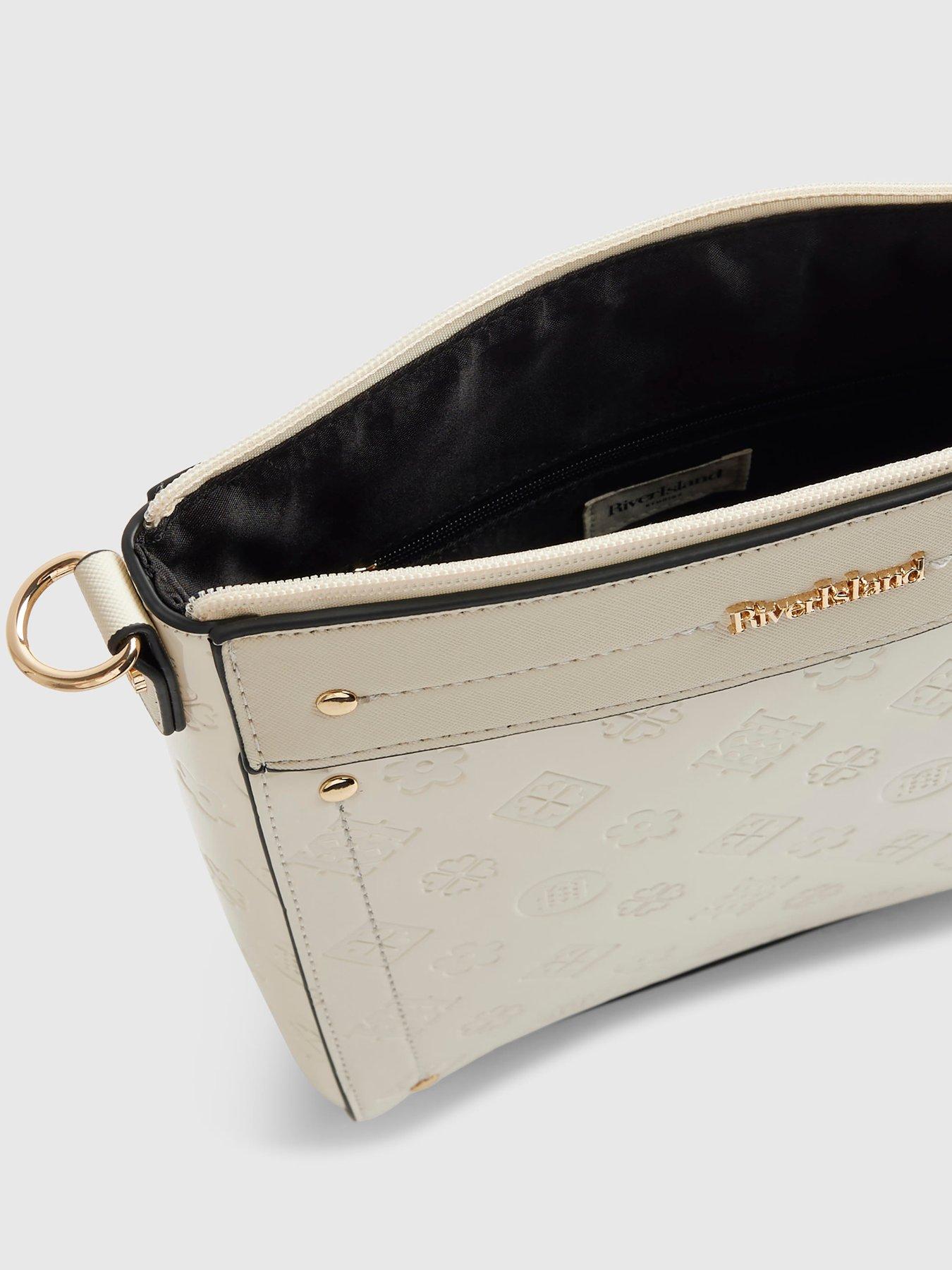 image of river-island-monogram-emboss-messenger-bag-cream