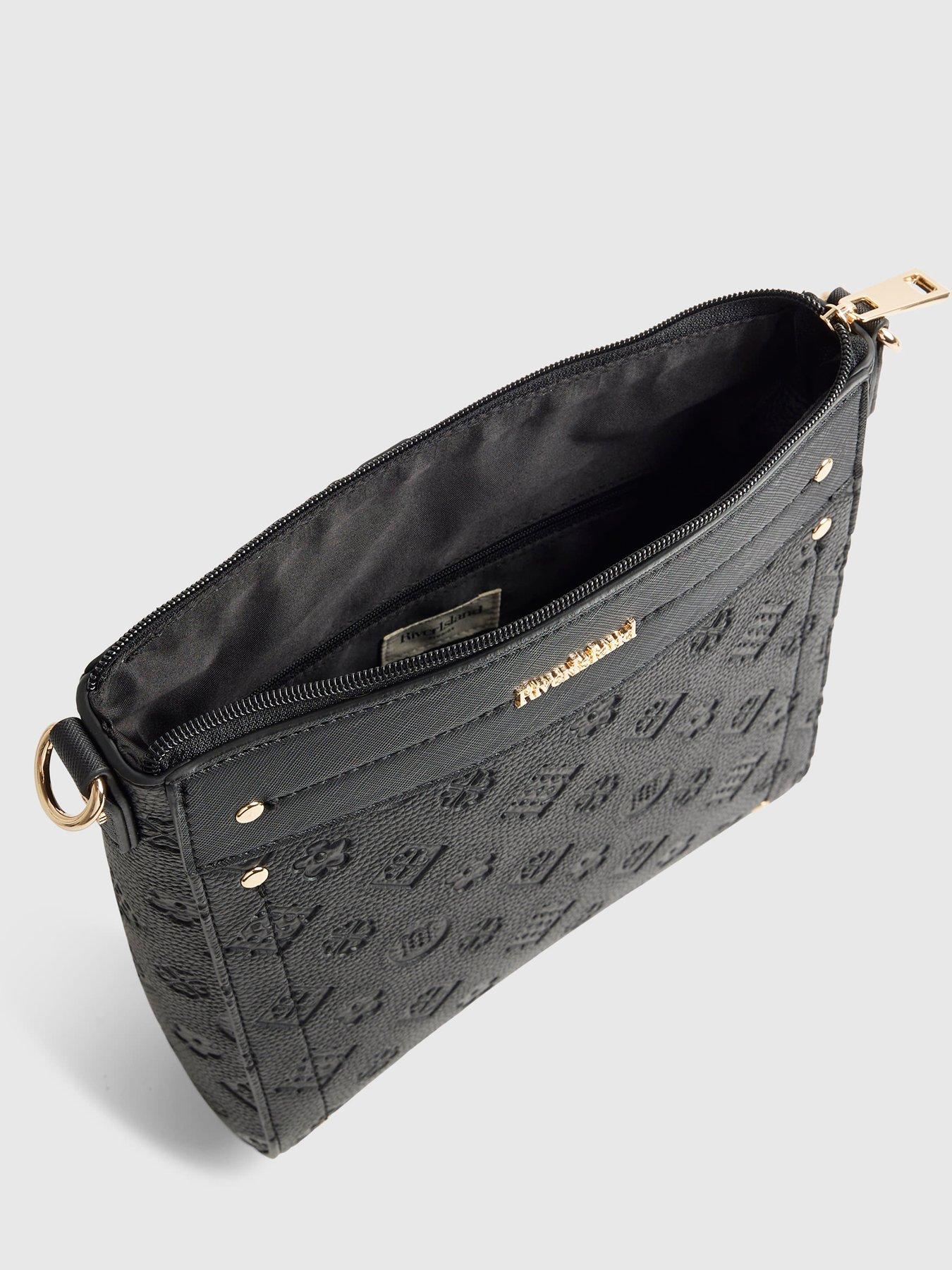 Image 5 of 6 of River Island Monogram Emboss Messenger - Black