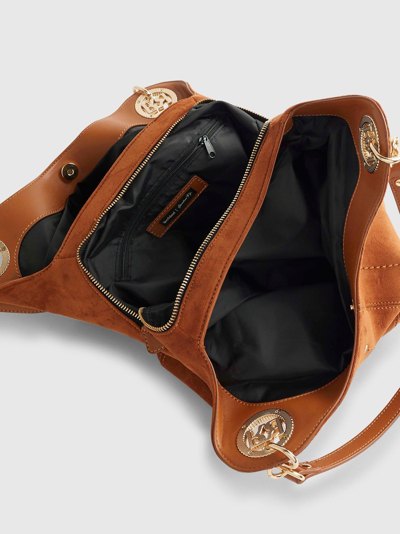  image of river-island-branded-eyelet-slouch-bag-brown
