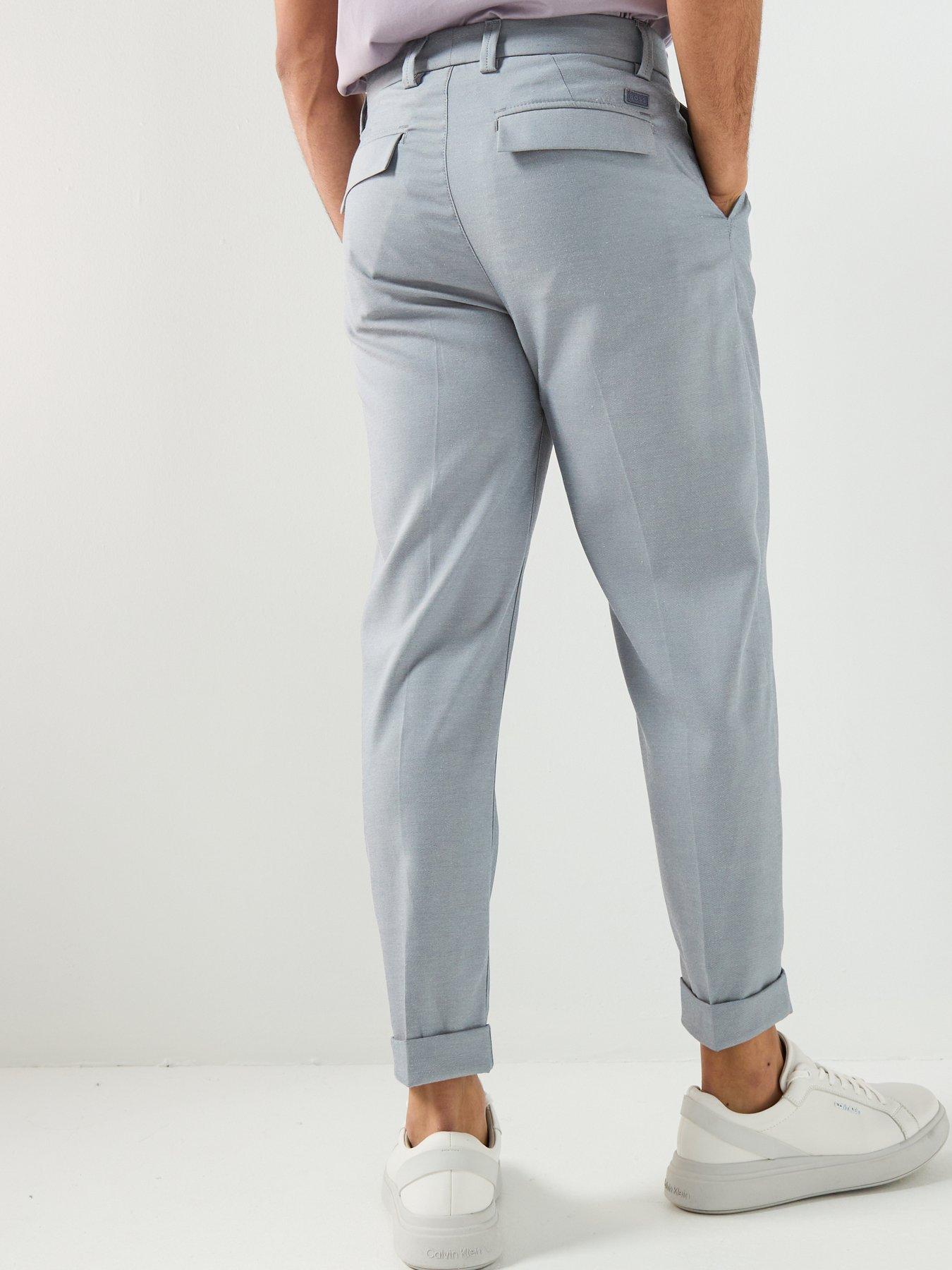 Image 2 of 5 of BOSS H-Kerin Pleated Tapered Turn Up Trousers - Blue
