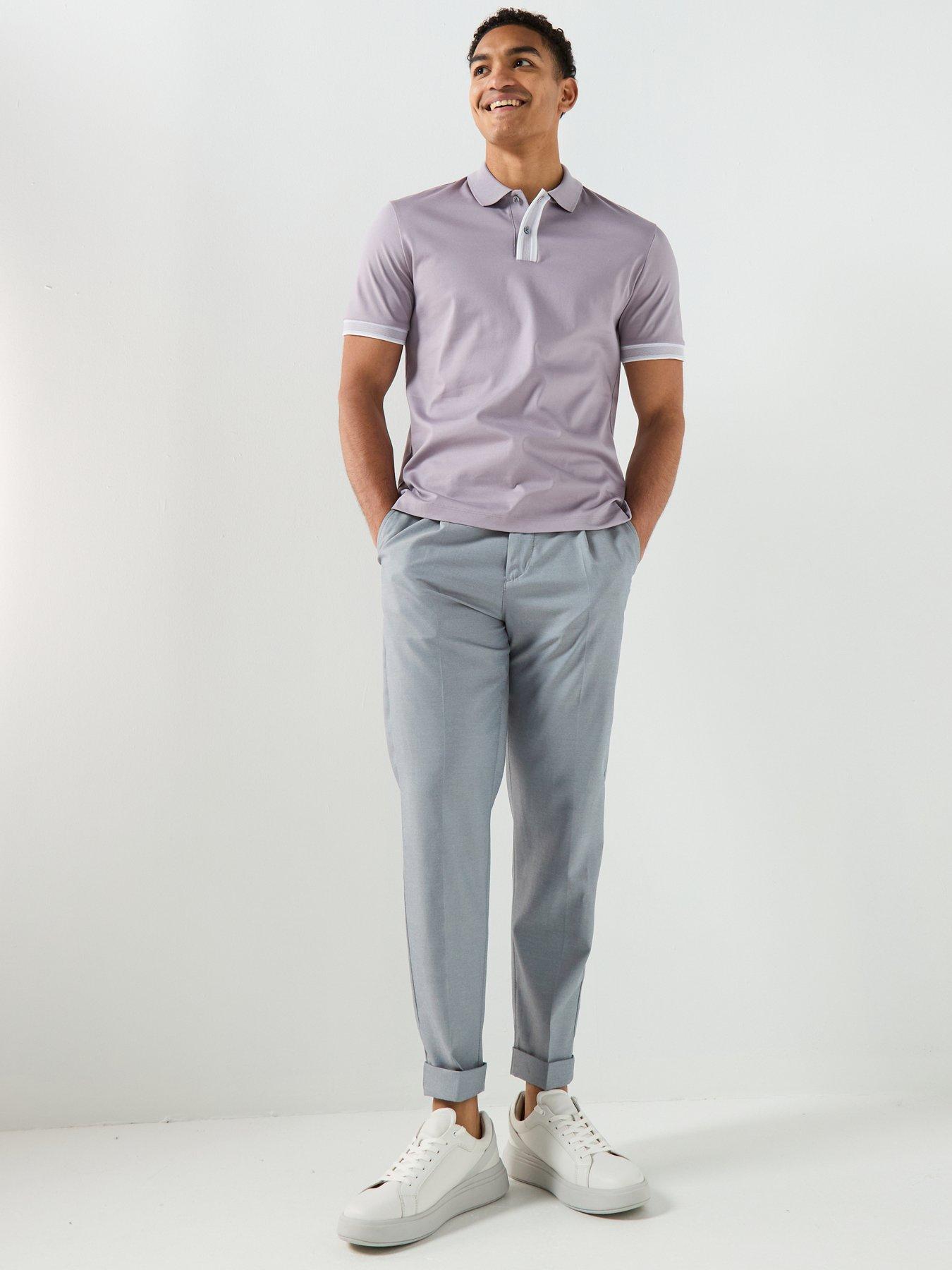 Image 3 of 5 of BOSS H-Kerin Pleated Tapered Turn Up Trousers - Blue