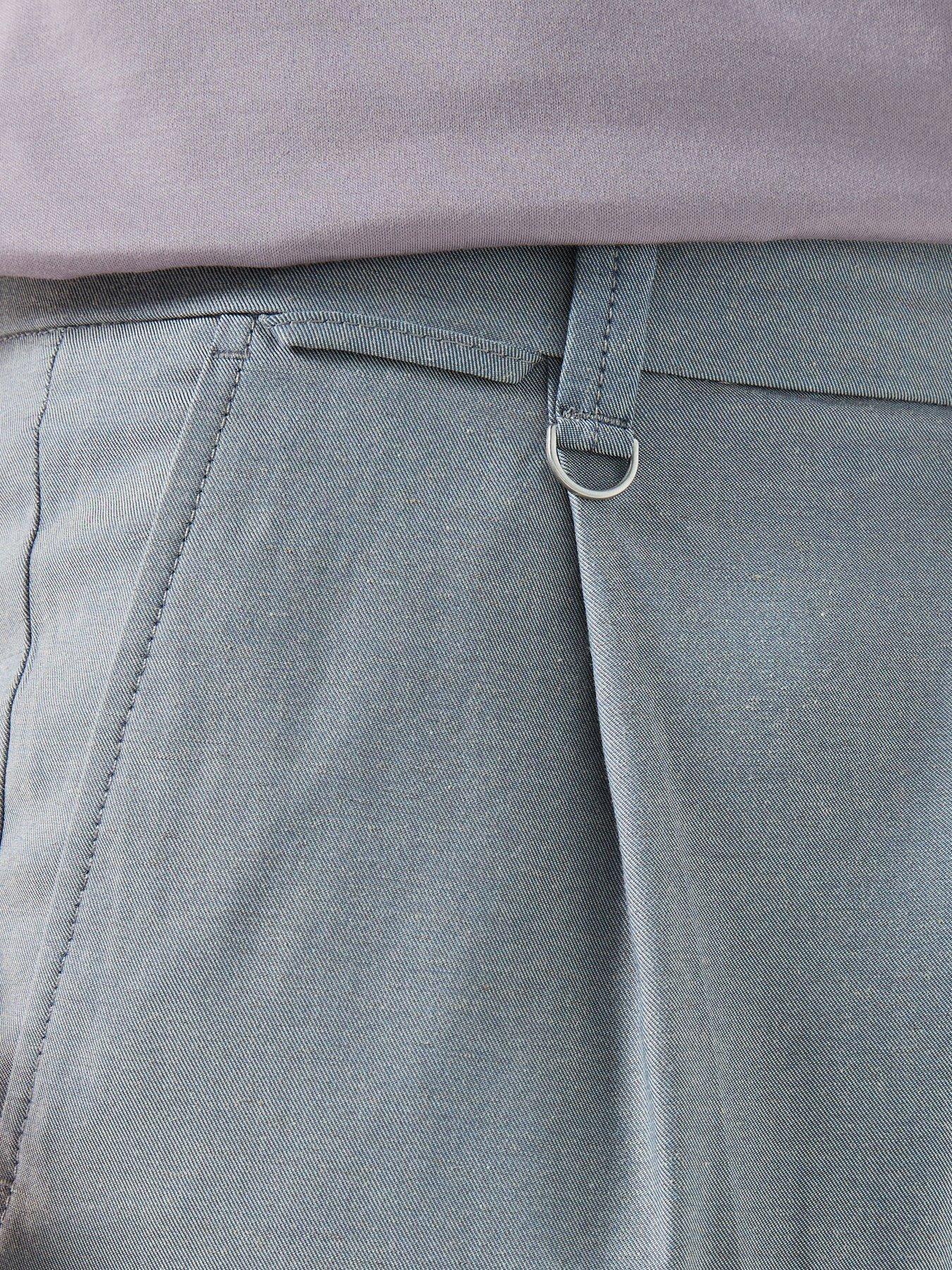 Image 4 of 5 of BOSS H-Kerin Pleated Tapered Turn Up Trousers - Blue