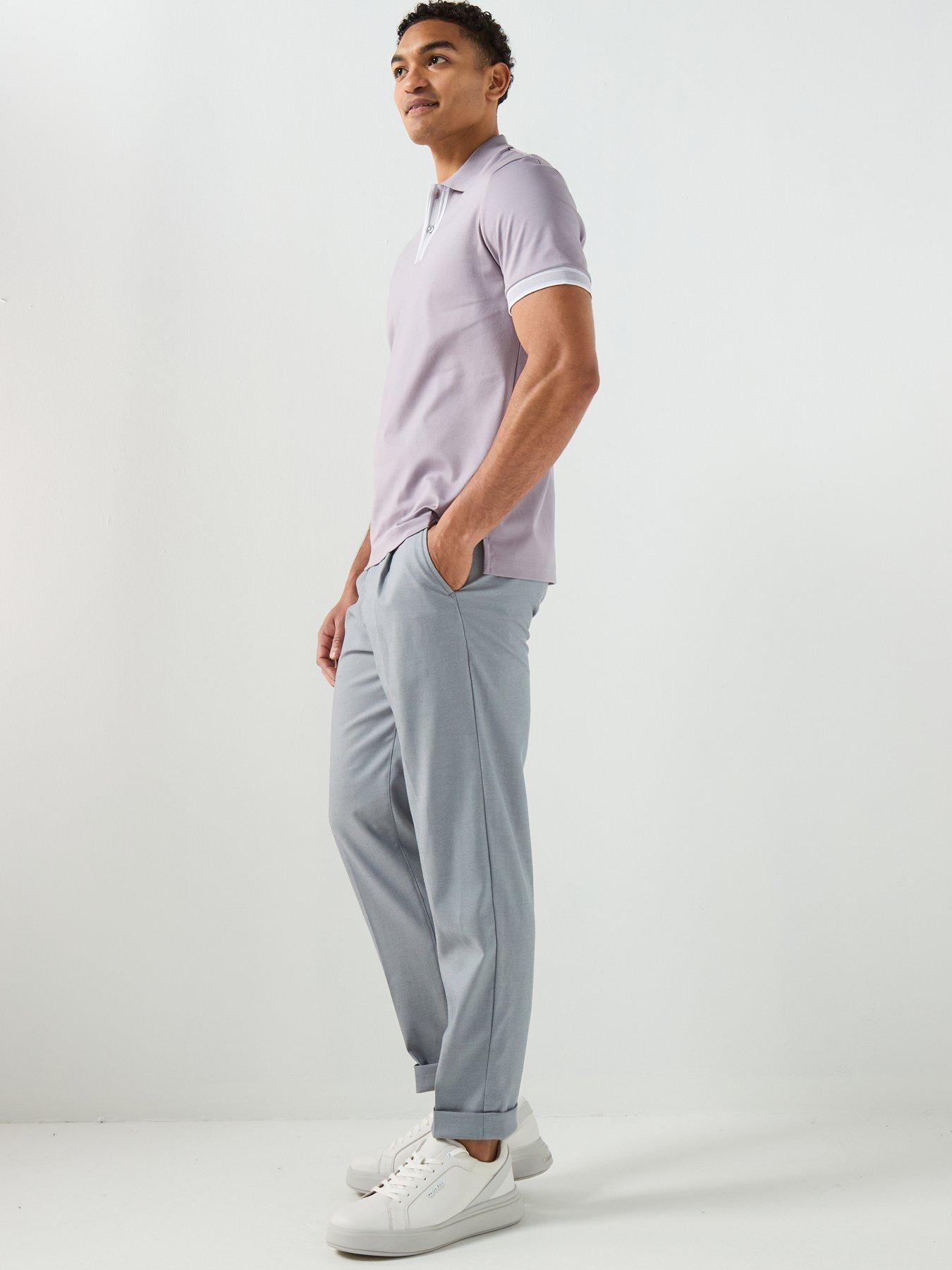 Image 5 of 5 of BOSS H-Kerin Pleated Tapered Turn Up Trousers - Blue