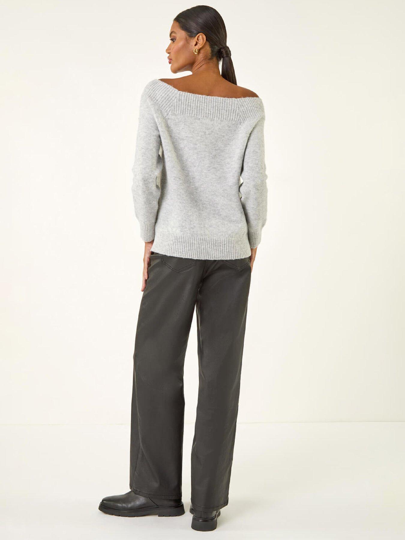 stillFront image of roman-embellished-soft-knit-jumper-grey