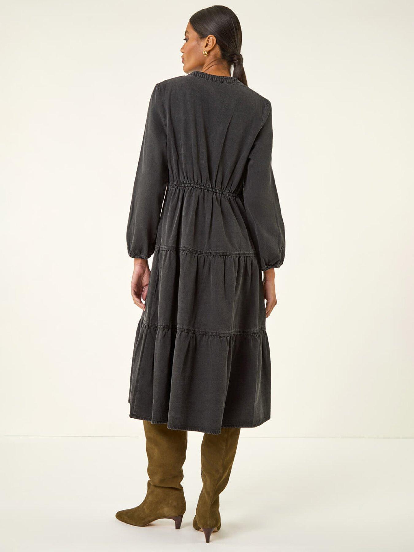  image of roman-cotton-denim-tiered-midi-dress