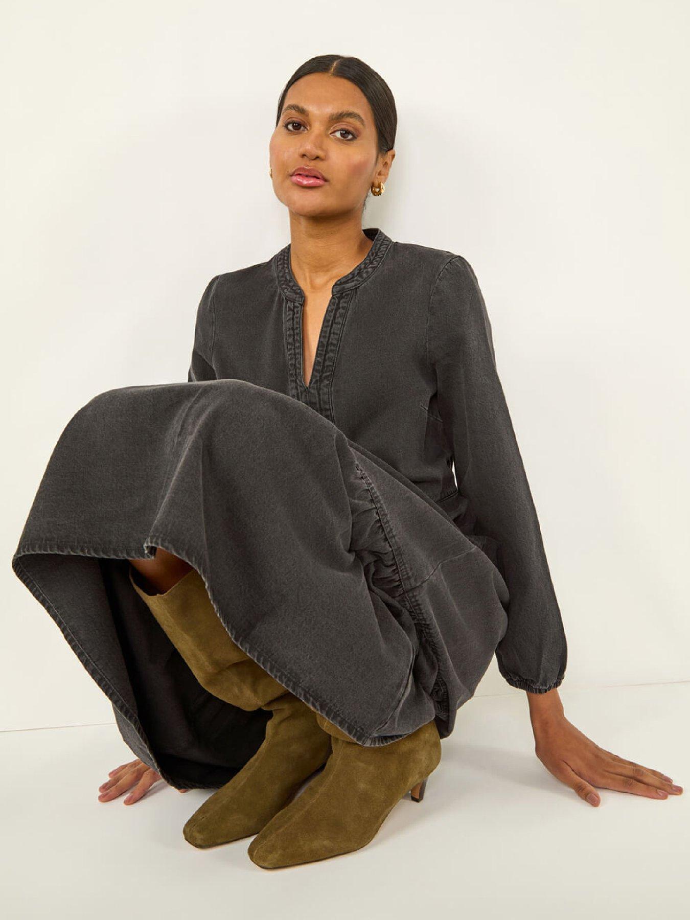  image of roman-cotton-denim-tiered-midi-dress