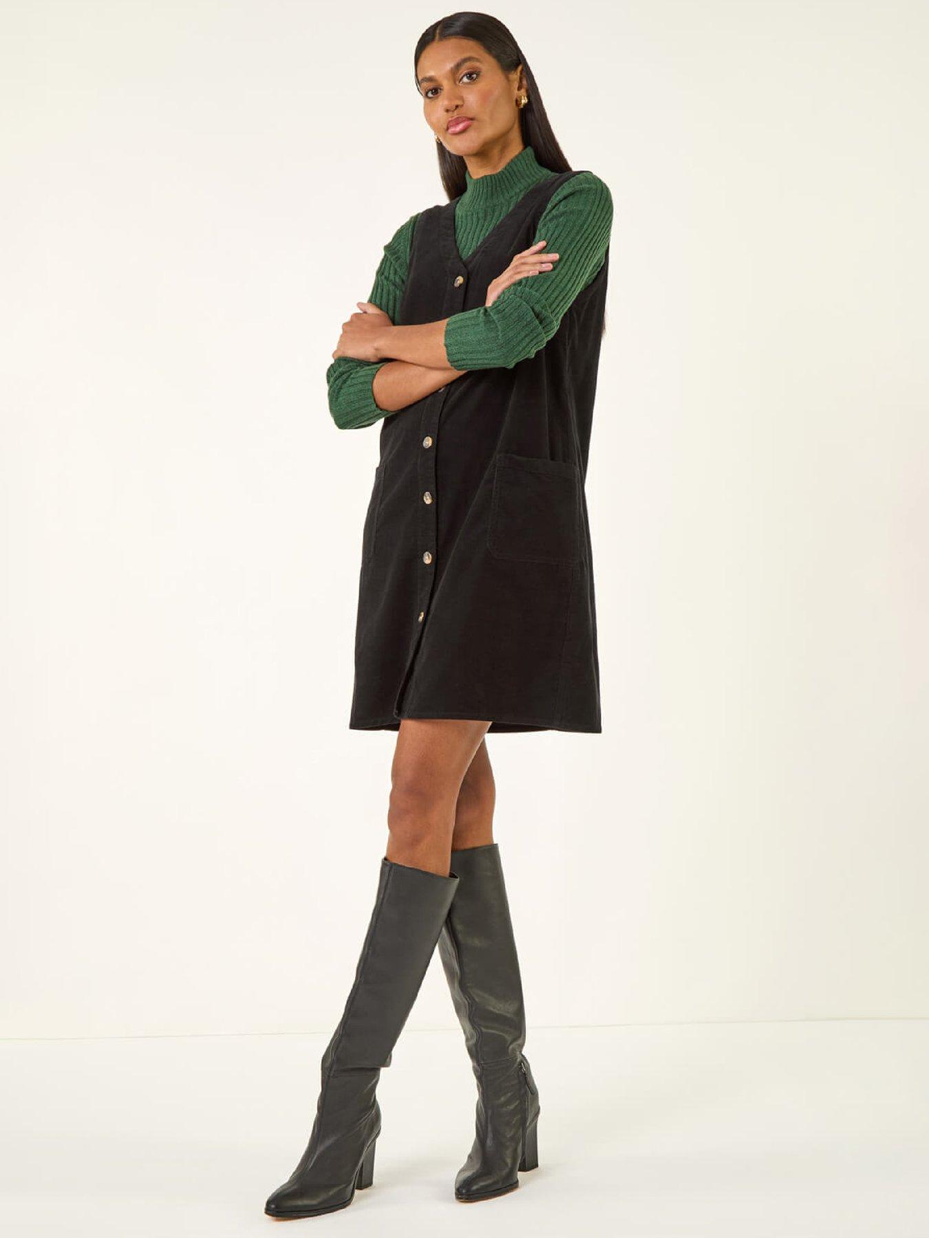  image of roman-cotton-v-neck-button-pocket-dress