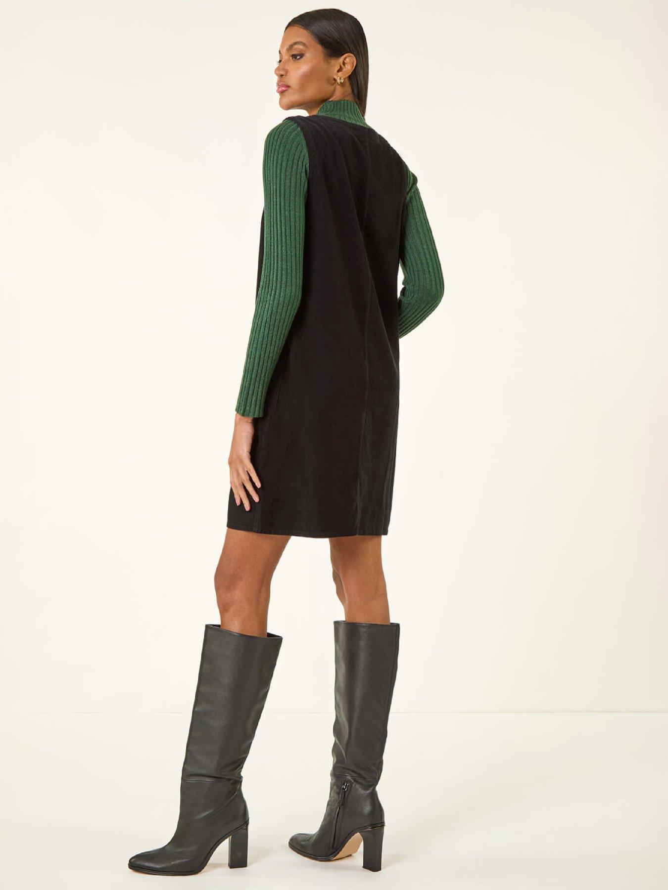 stillFront image of roman-cotton-v-neck-button-pocket-dress