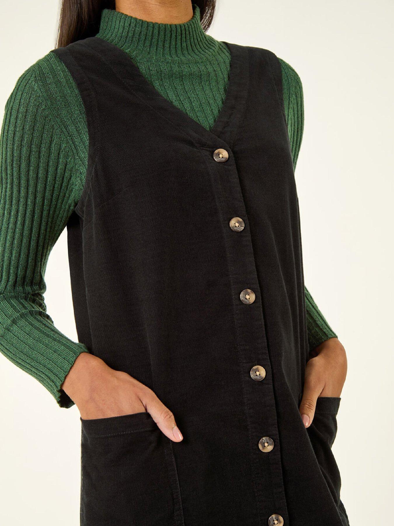  image of roman-cotton-v-neck-button-pocket-dress