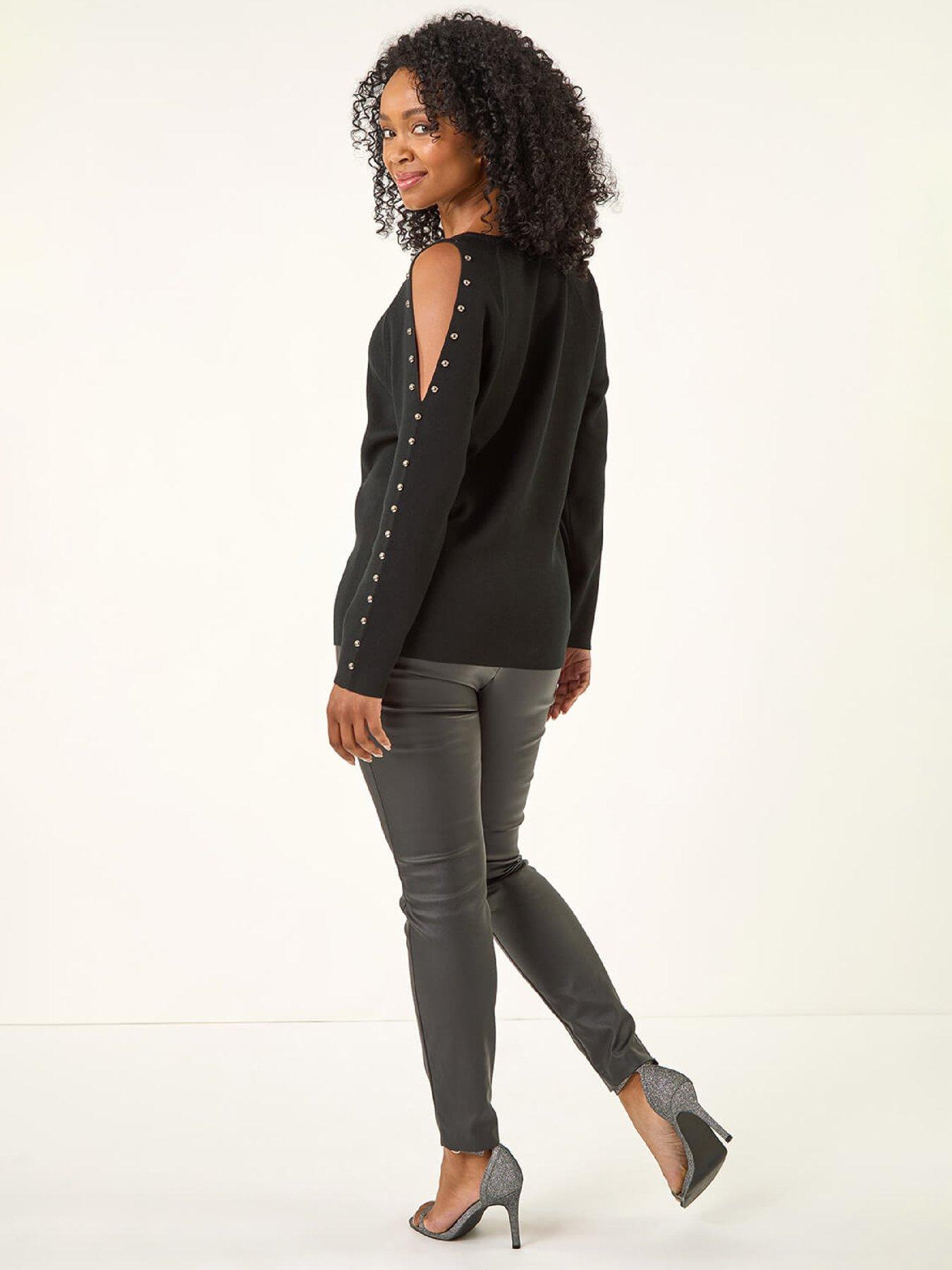Image 2 of 5 of Roman Petite Stud Sleeve Knit Jumper