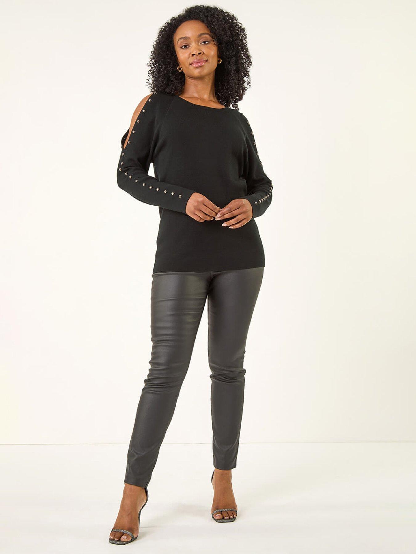 Image 3 of 5 of Roman Petite Stud Sleeve Knit Jumper