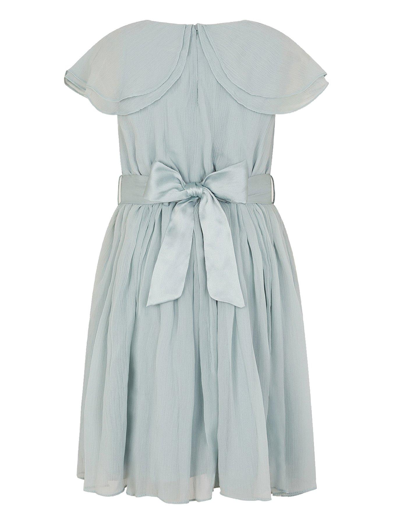  image of monsoon-girls-ava-chiffon-cape-sleeve-bridesmaid-dress-light-green