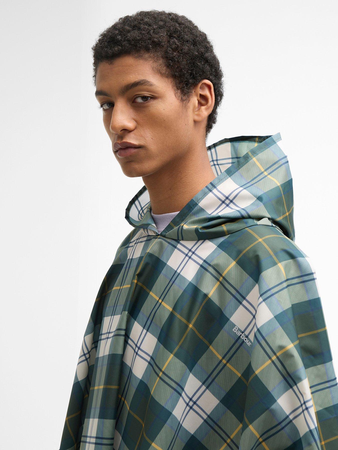 Image 4 of 6 of Barbour Tartan Showerproof Poncho Rain Jacket - Green