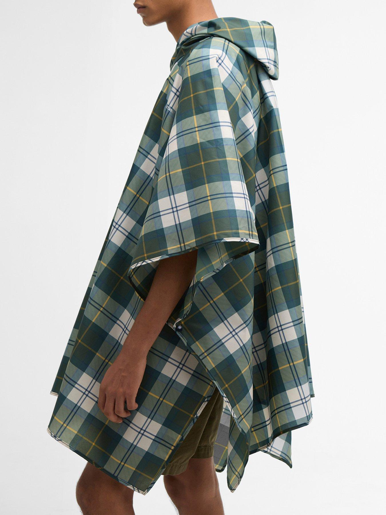 Image 5 of 6 of Barbour Tartan Showerproof Poncho Rain Jacket - Green