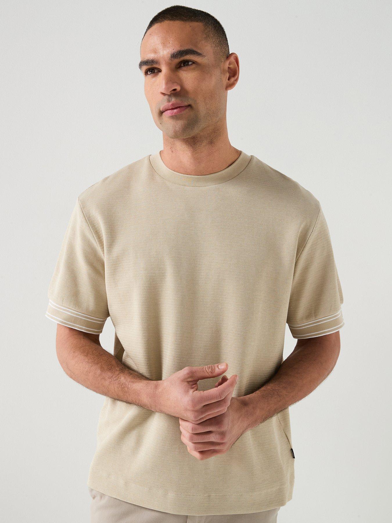 boss-c-tigerman-47-sleeve-trim-textured-t-shirt-beige