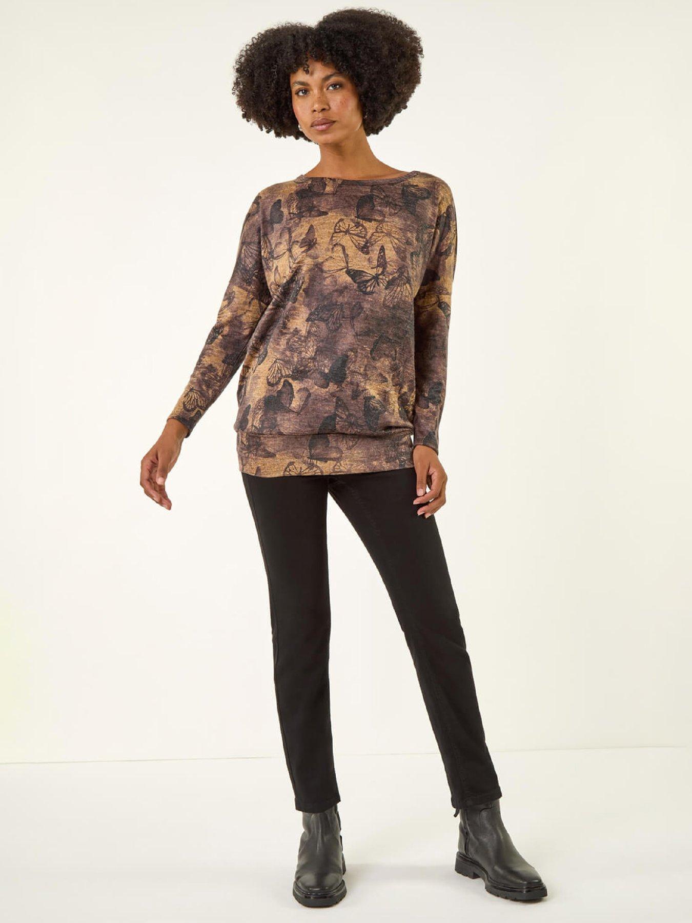  image of roman-butterfly-print-snit-top