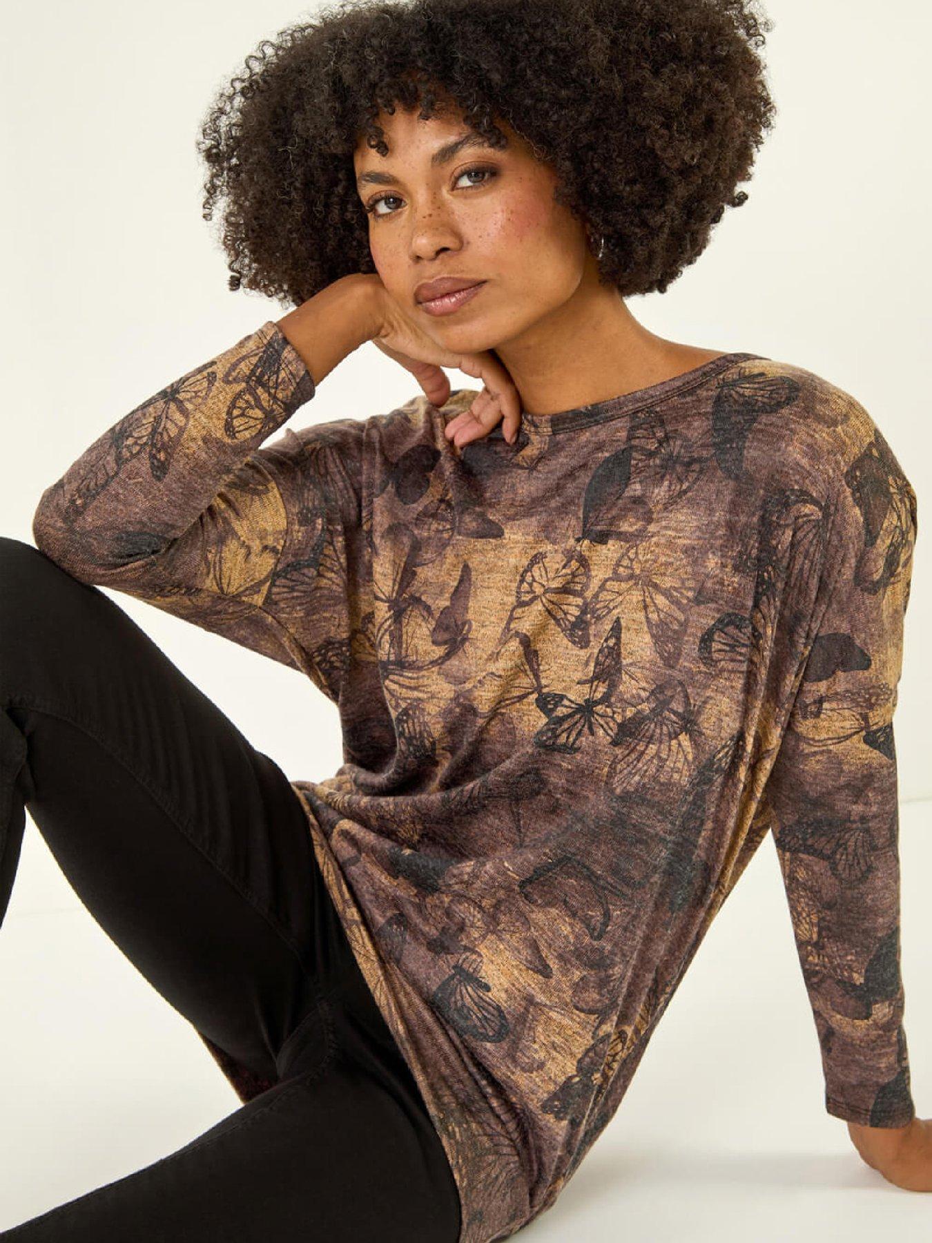 image of roman-butterfly-print-snit-top