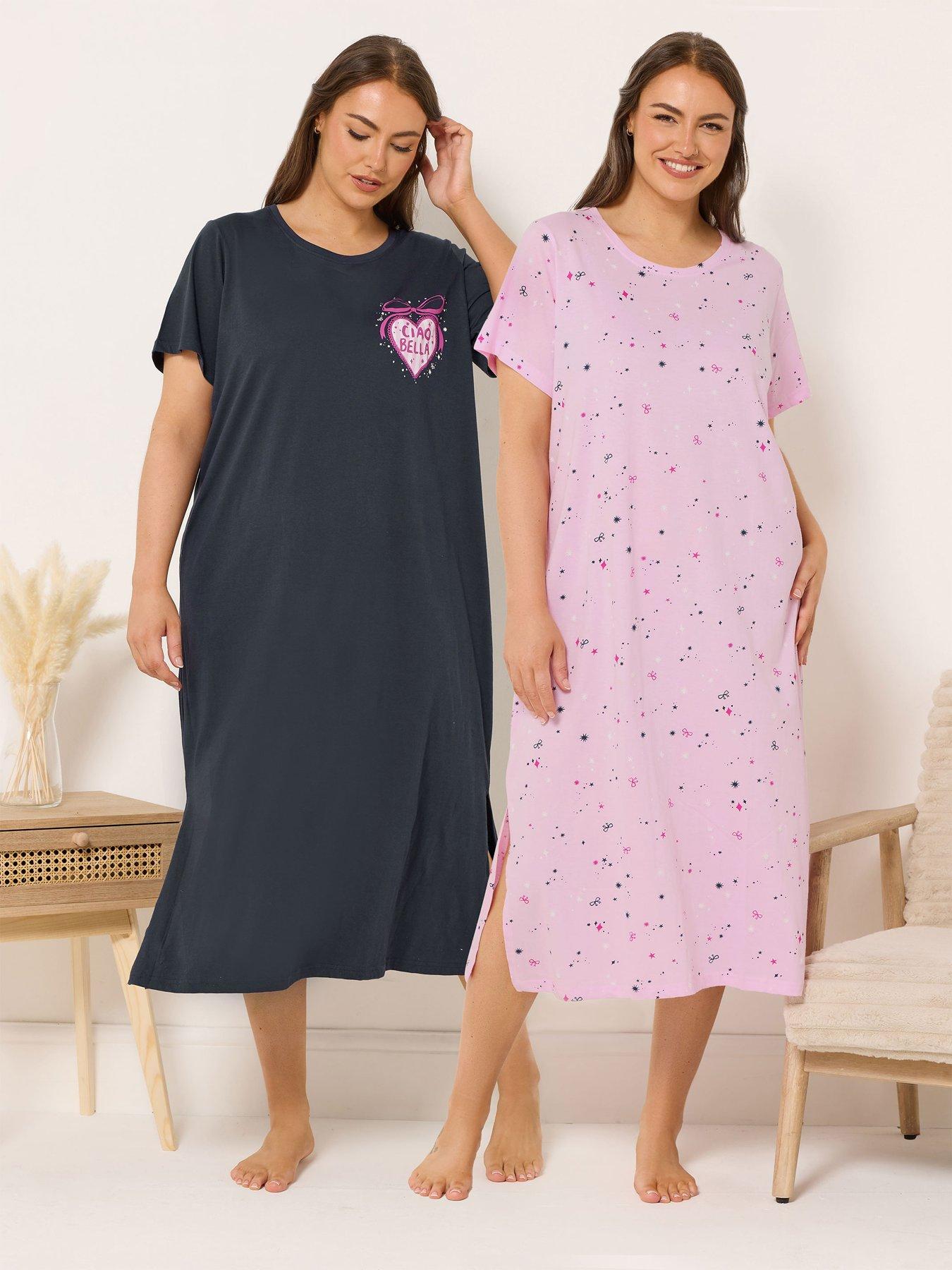 Yours Curve 2 Pack Ciao Bella Midaxi Nightdress - Blue