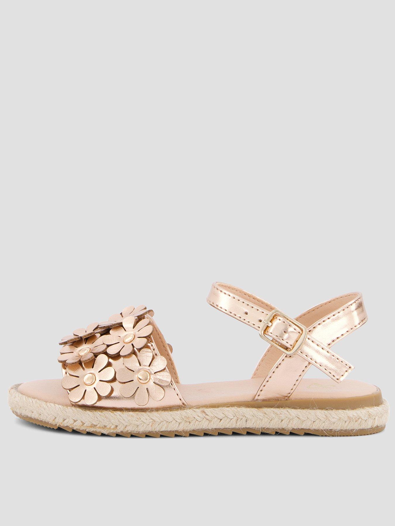 The Very Collection 3D Flower Sandals - Gold