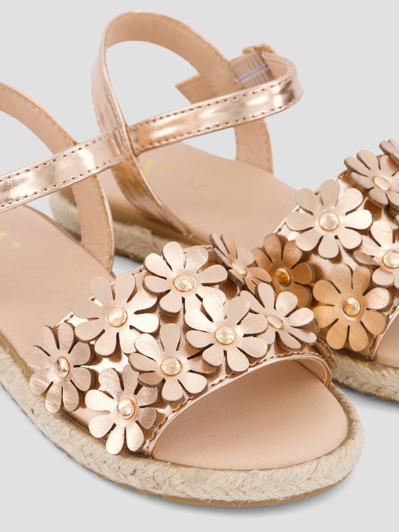 Image 5 of 7 of The Very Collection 3D Flower Sandals - Gold